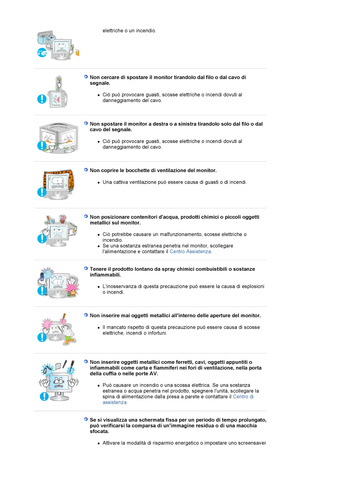 Samsung LS20BRCASZ/EDC manual Non coprire le bocchette di ventilazione del monitor 