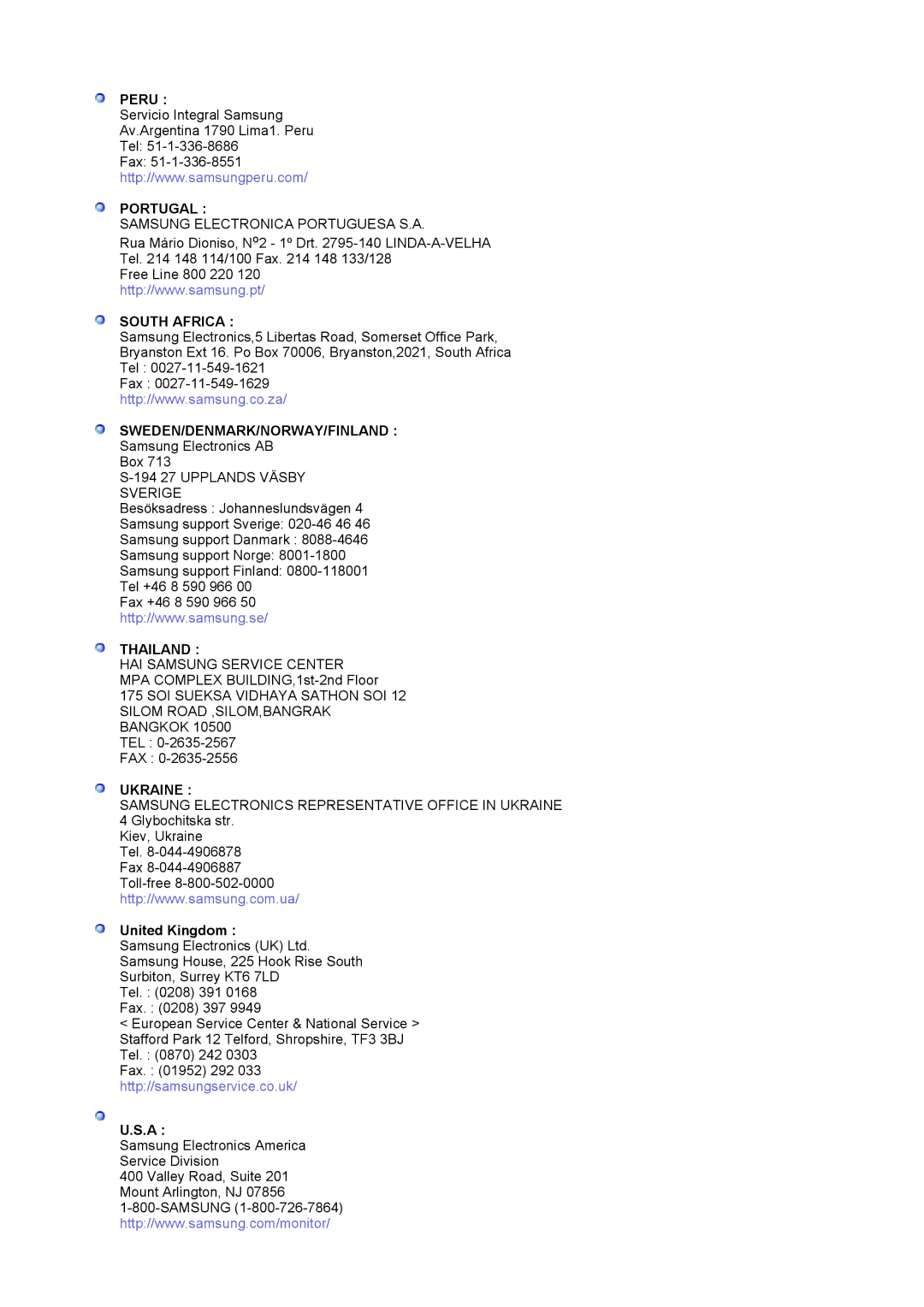 Samsung LS20BRCASZ/EDC manual Portugal, United Kingdom 