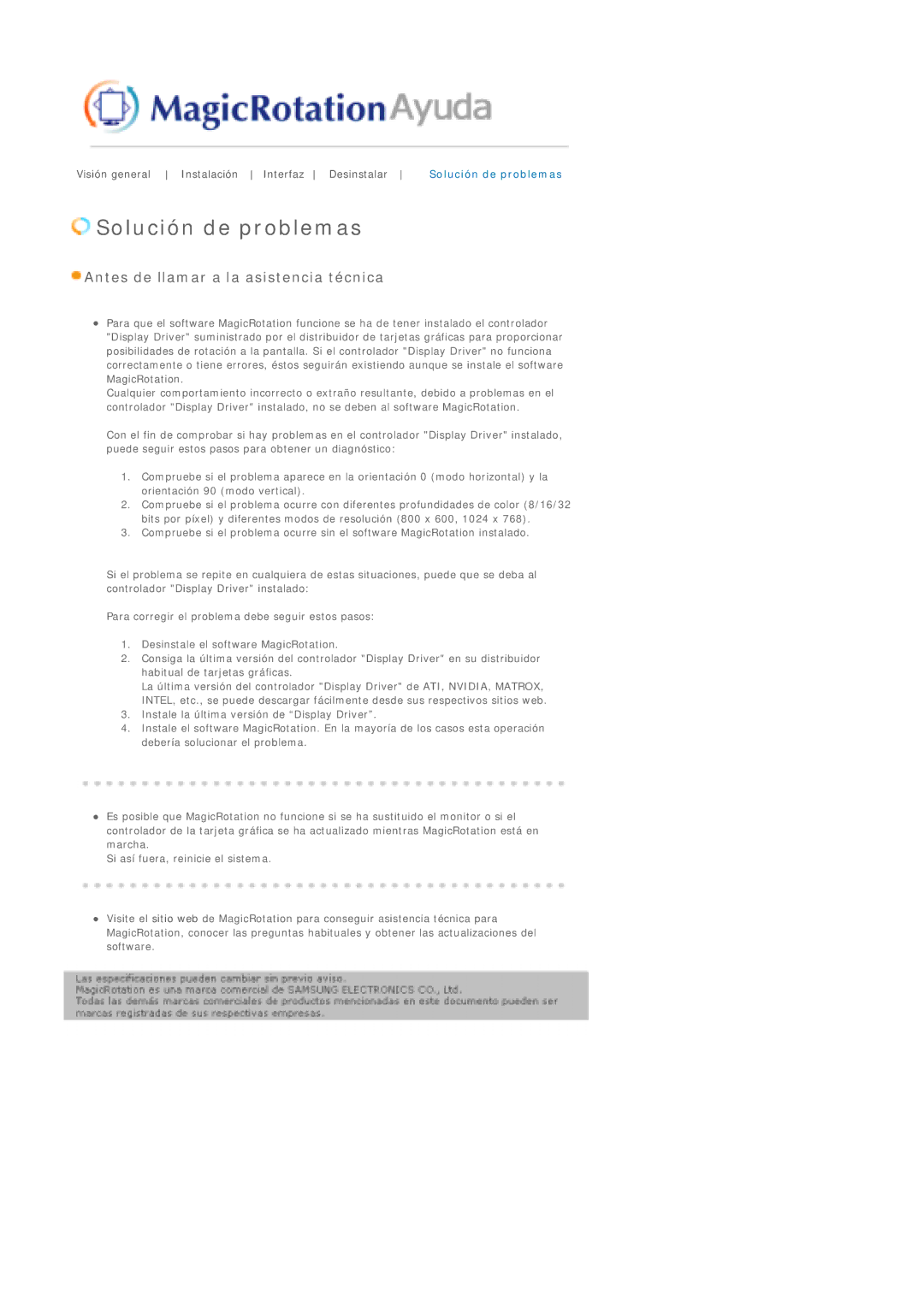 Samsung LS20BRCASZ/EDC manual Solución de problemas 