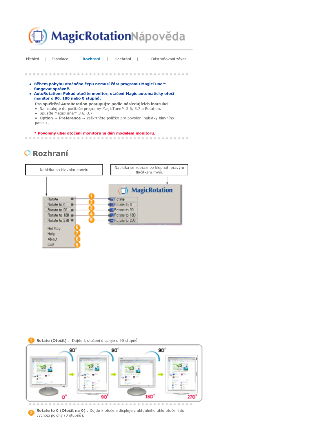 Samsung LS20BRCASZ/EDC manual Rozhraní 