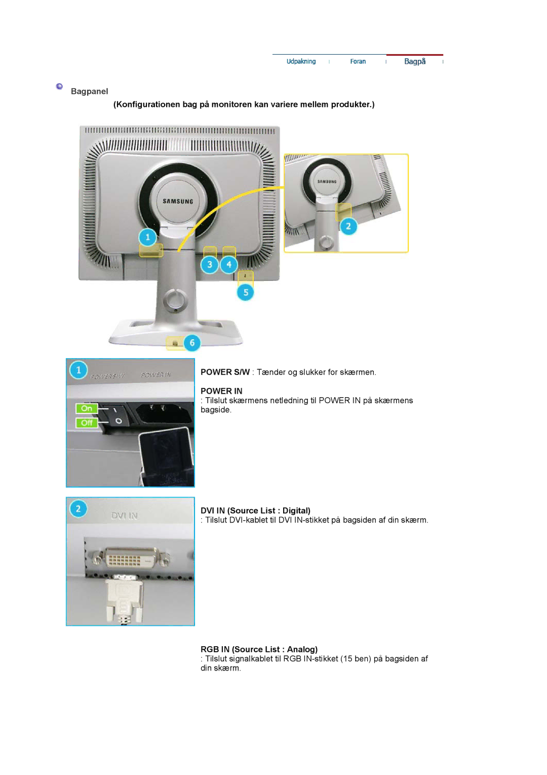 Samsung LS20BRCASZ/EDC manual Bagpanel, DVI in Source List Digital, RGB in Source List Analog 