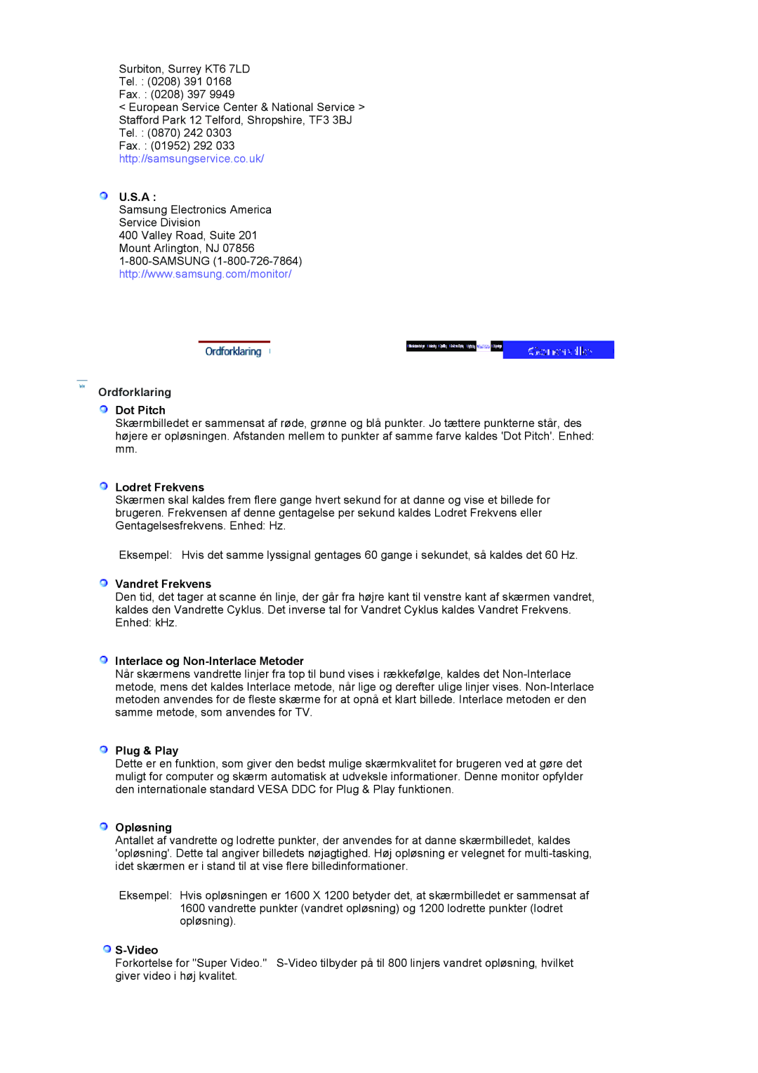 Samsung LS20BRCASZ/EDC manual Ordforklaring 