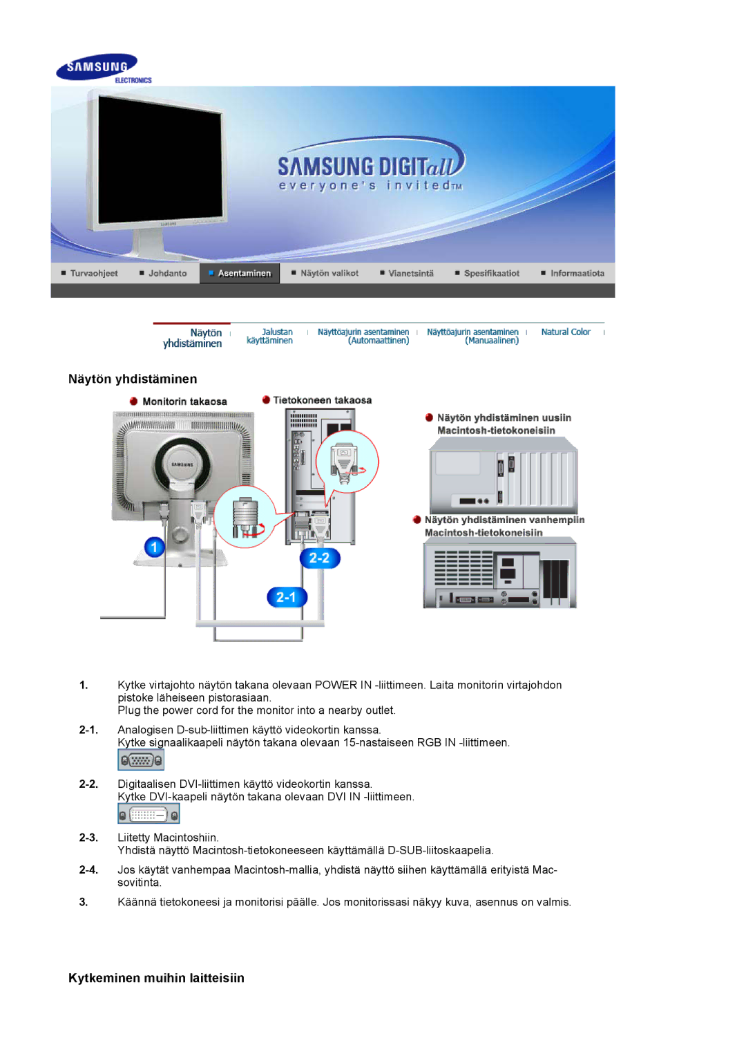 Samsung LS20BRCASZ/EDC manual Näytön yhdistäminen 