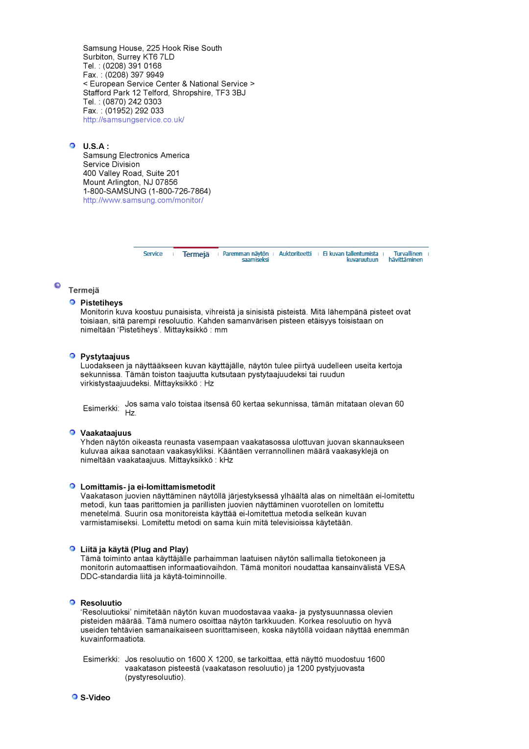 Samsung LS20BRCASZ/EDC manual Termejä 