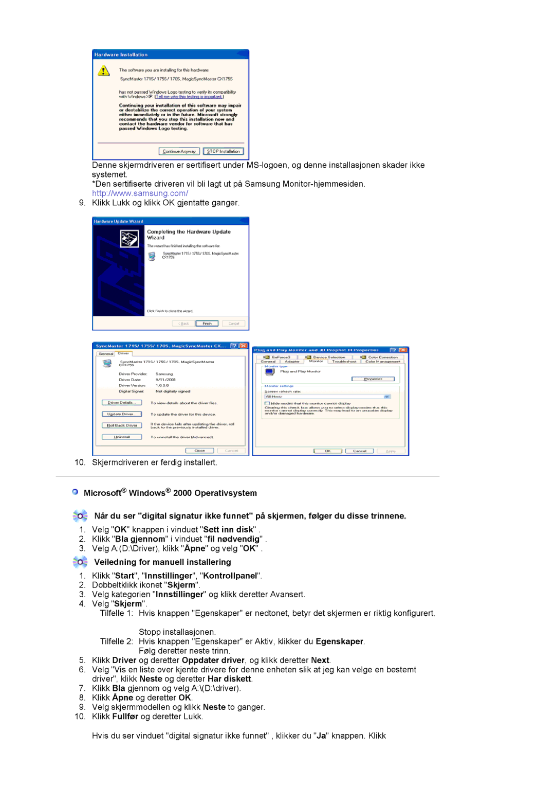 Samsung LS20BRCASZ/EDC manual Klikk Bla gjennom i vinduet fil nødvendig 