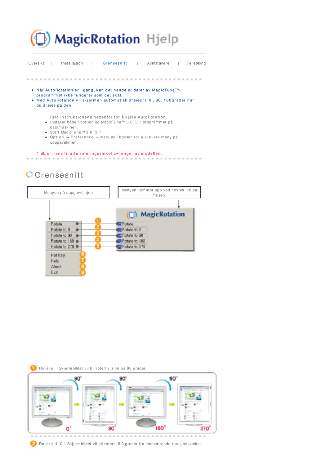 Samsung LS20BRCASZ/EDC manual Grensesnitt 