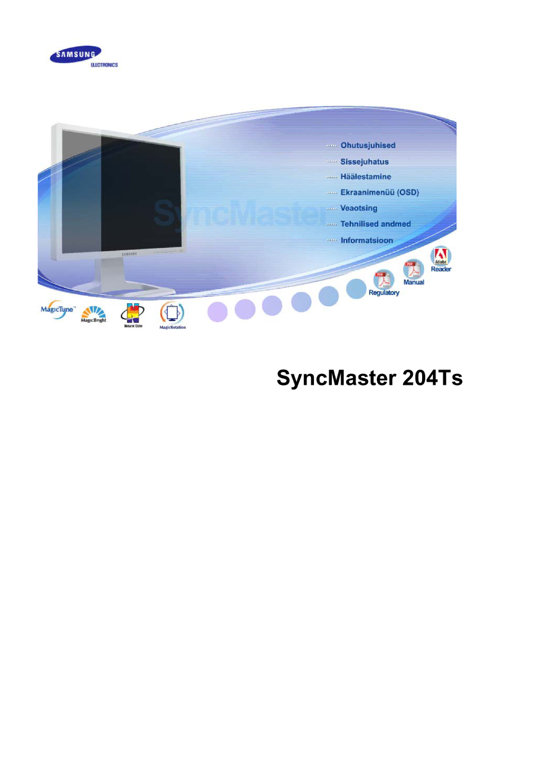 Samsung LS20BRCASZ/EDC manual SyncMaster 204Ts 