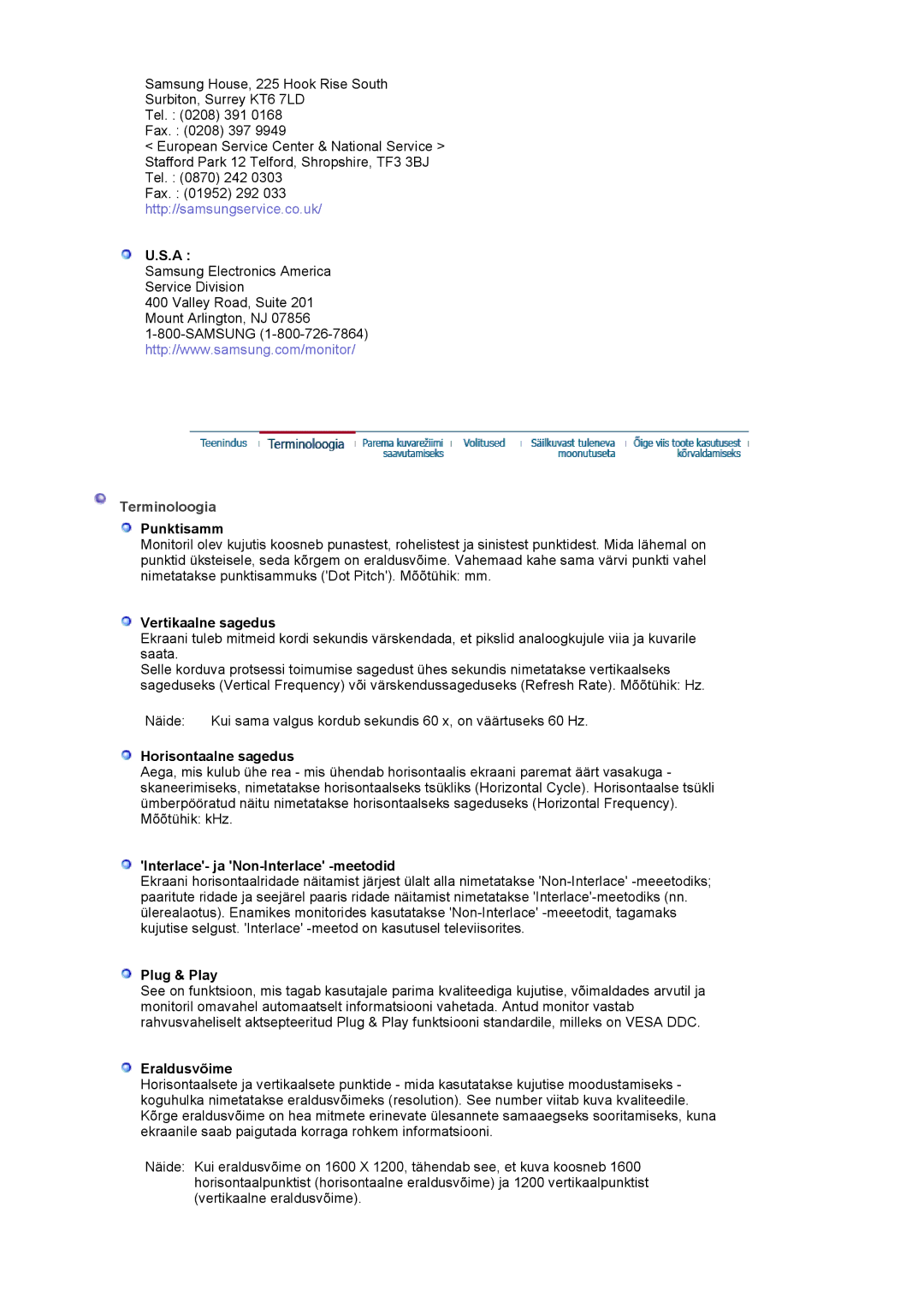 Samsung LS20BRCASZ/EDC manual Terminoloogia 