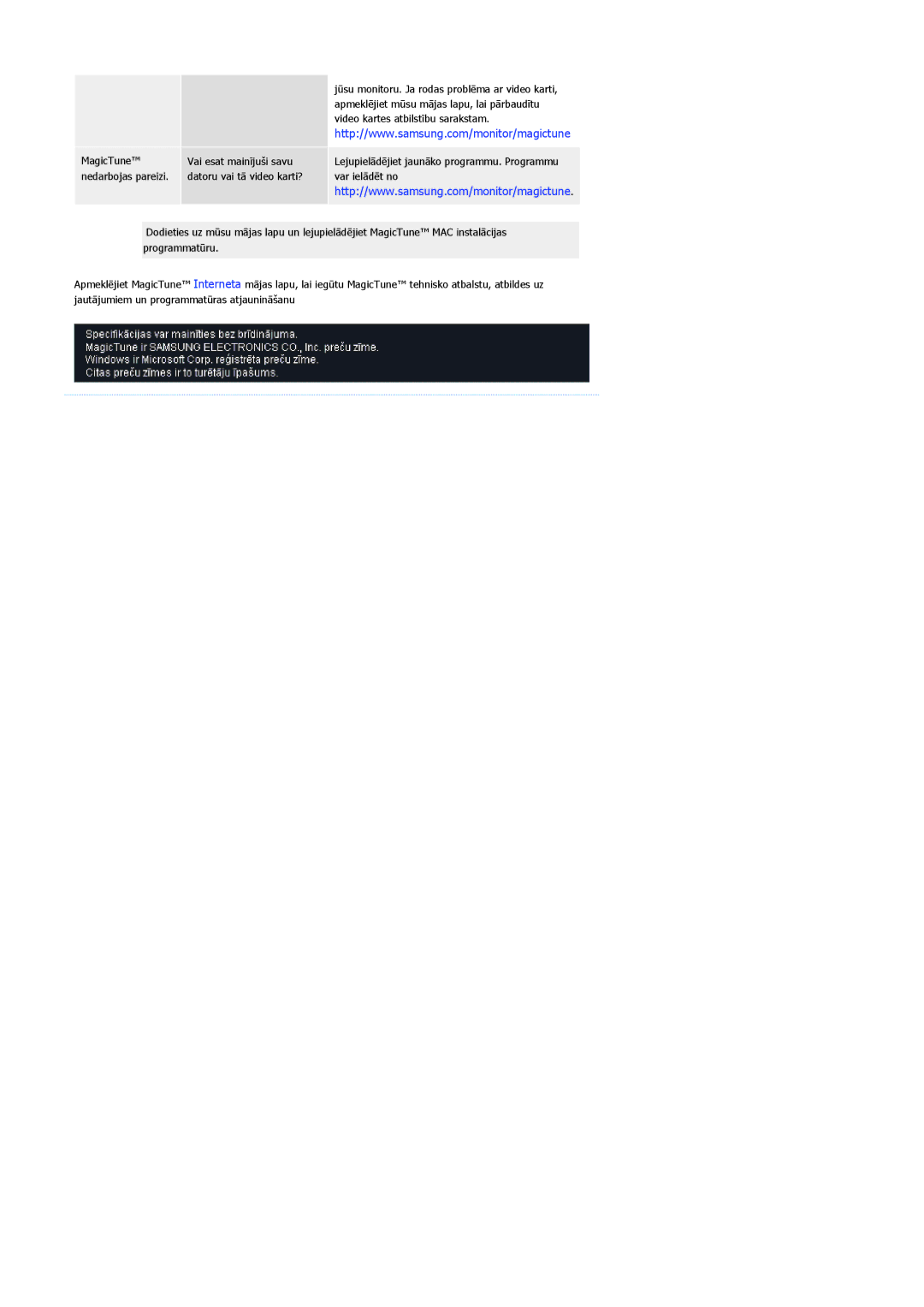 Samsung LS20BRCASZ/EDC manual Jūsu monitoru. Ja rodas problēma ar video karti 