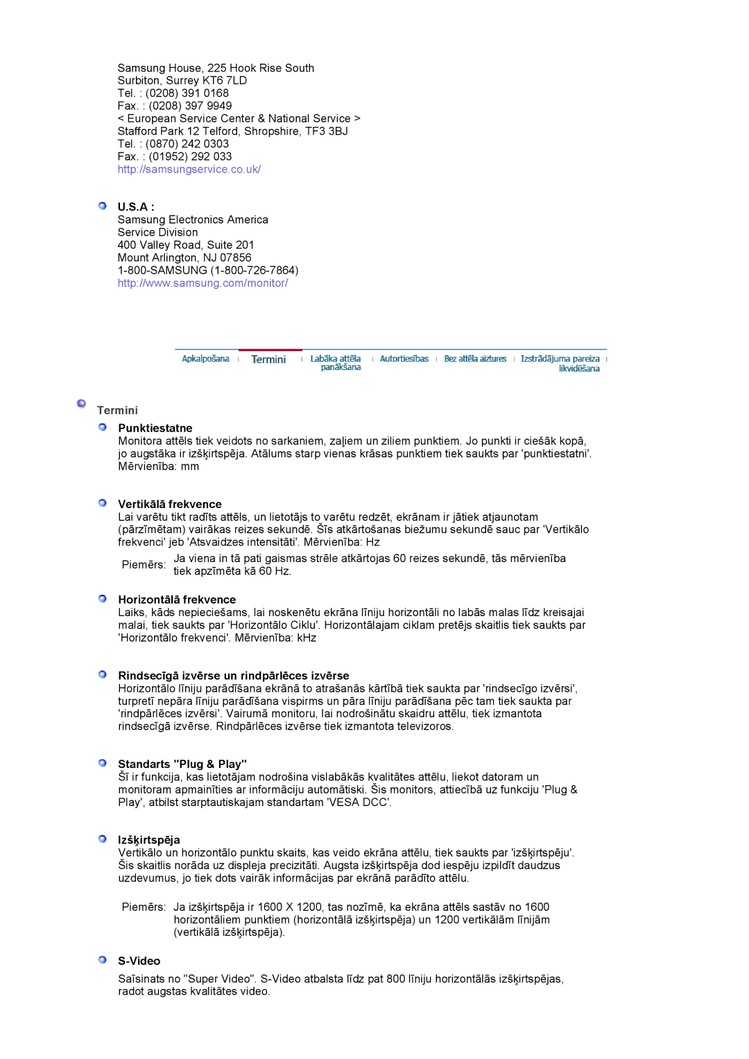 Samsung LS20BRCASZ/EDC manual Termini 