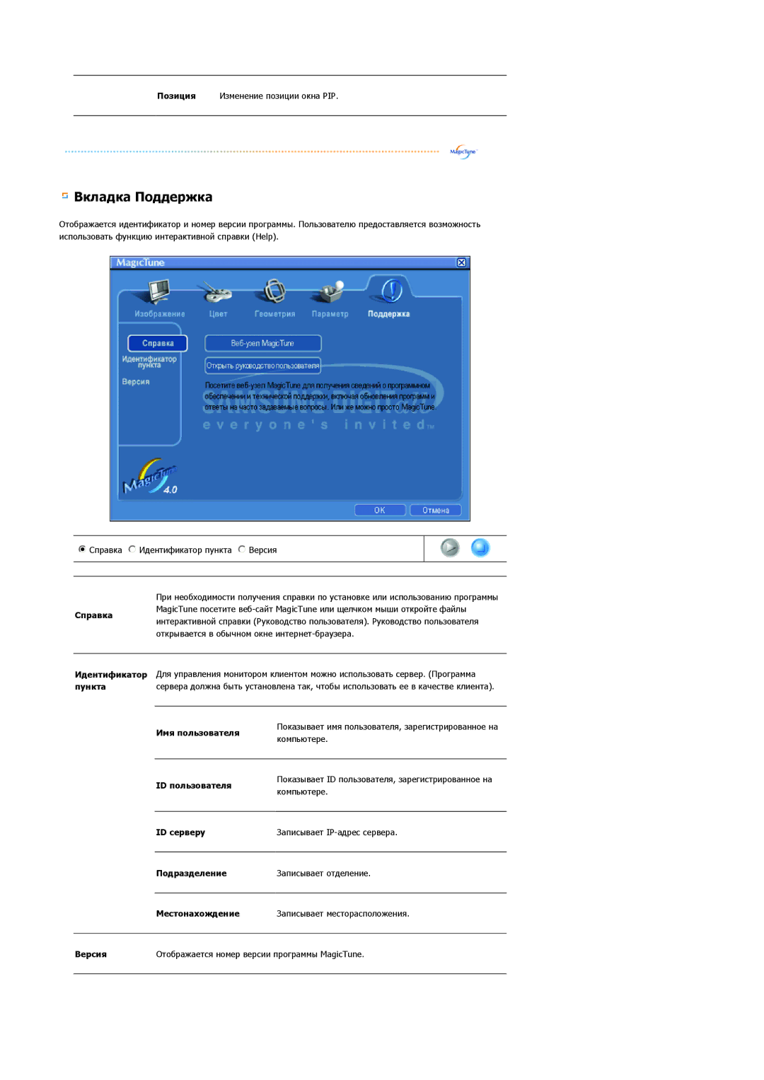 Samsung LS20BRCASZ/EDC manual Вкладка Поддержка 