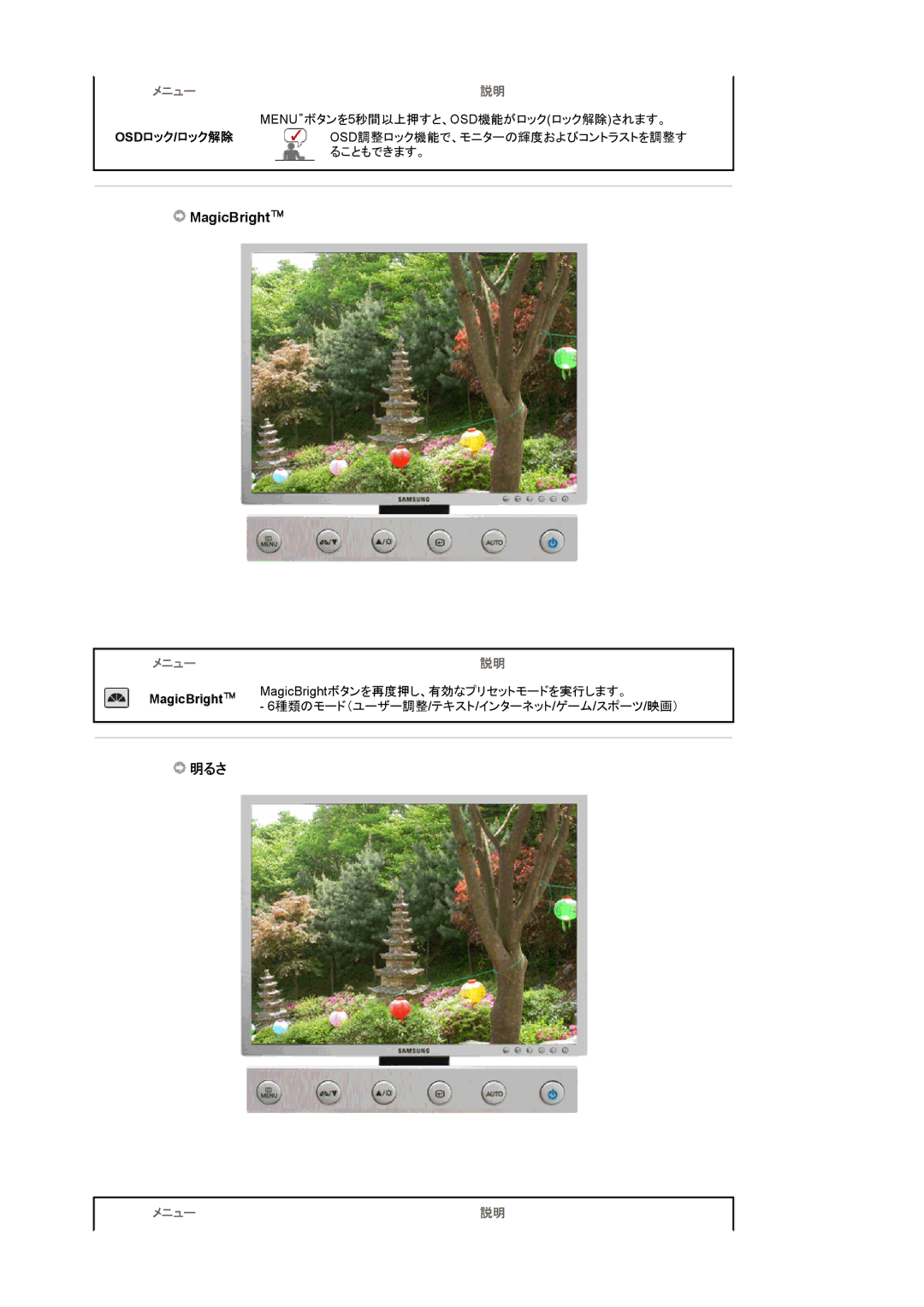 Samsung LS20BRDBSV/XSJ, LS20BRDBBV/XSJ manual MagicBright, 明るさ 