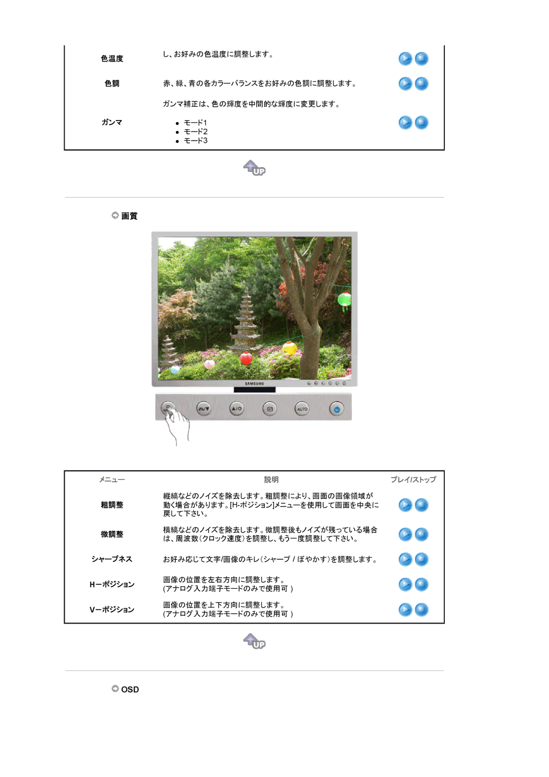 Samsung LS20BRDBBV/XSJ, LS20BRDBSV/XSJ manual 色温度 ガンマ, 粗調整 微調整 シャープネス －ポジション 