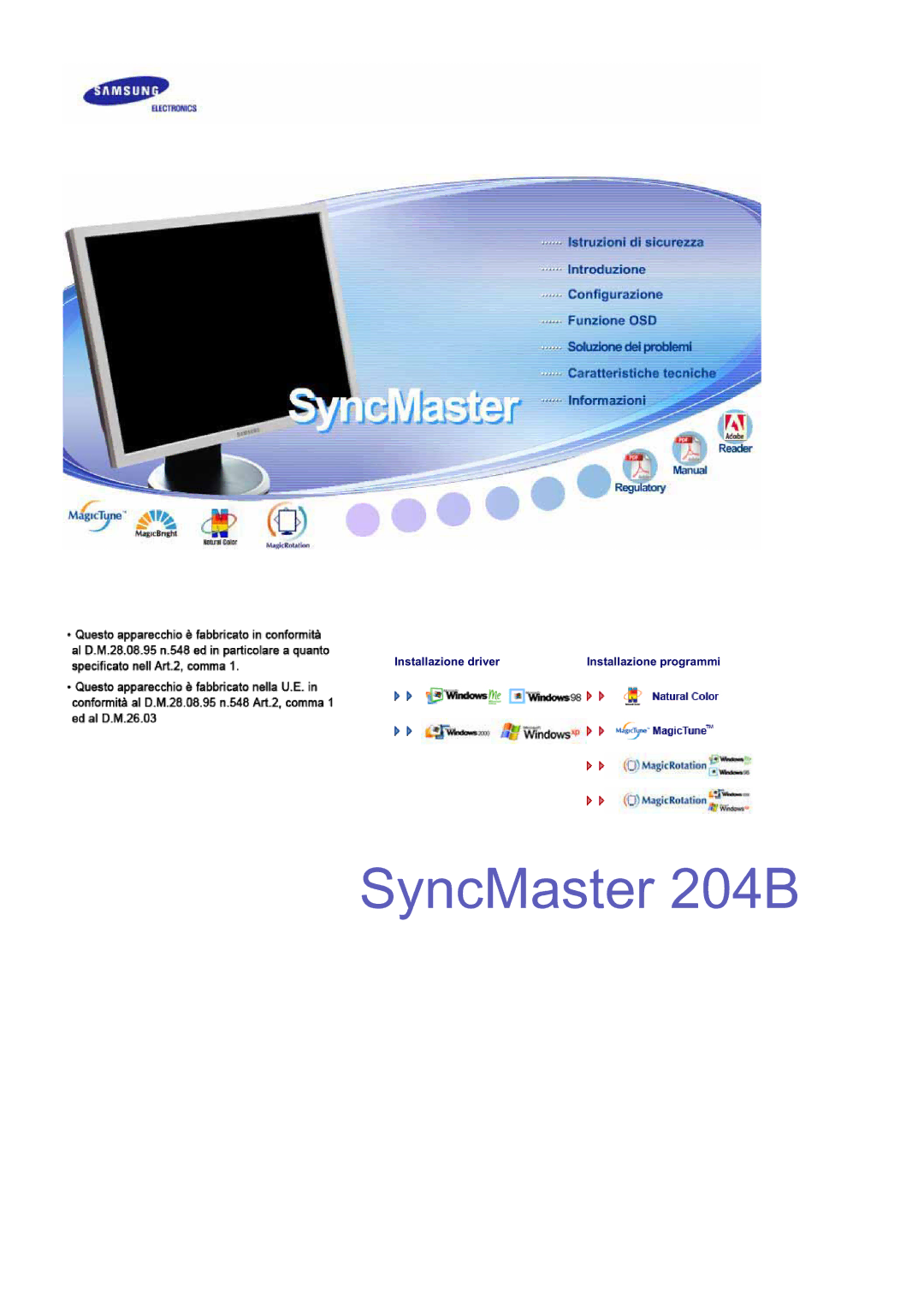 Samsung LS20BRDBSQ/EDC, LS20BRDESQ/EDC manual SyncMaster 204B 