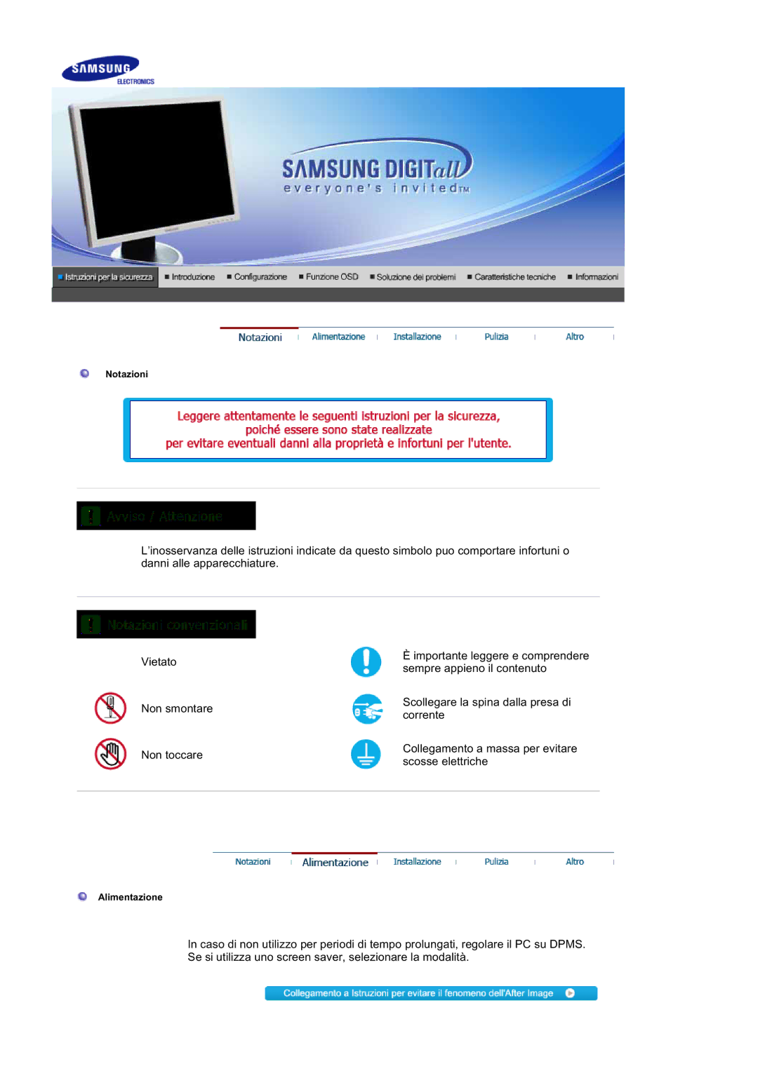 Samsung LS20BRDBBV/XSE, LS20BRDESQ/EDC, LS20BRDBSQ/EDC manual Importante leggere e comprendere sempre appieno il contenuto 