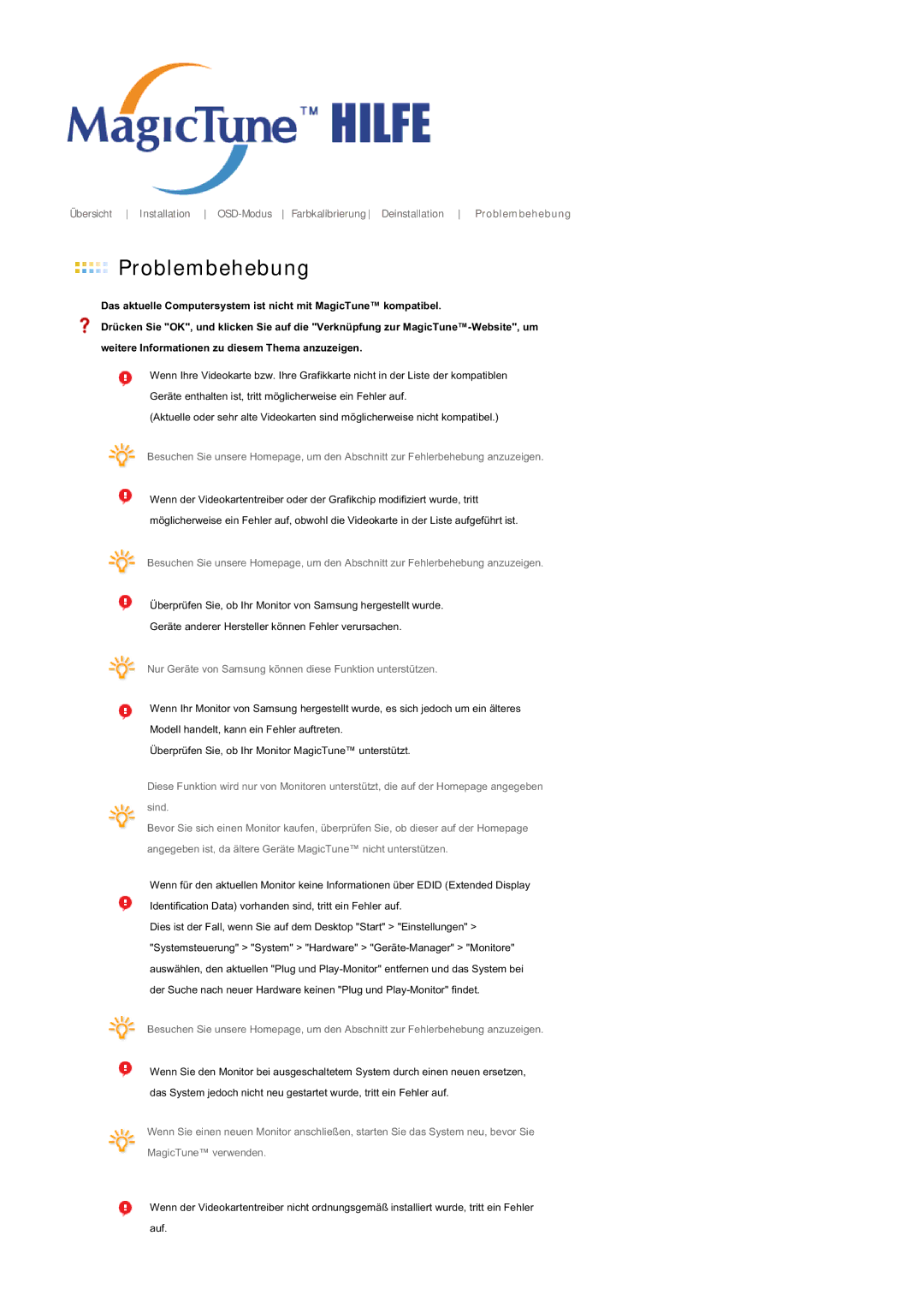 Samsung LS20BRDESQ/EDC, LS20BRDBSQ/EDC manual Problembehebung 