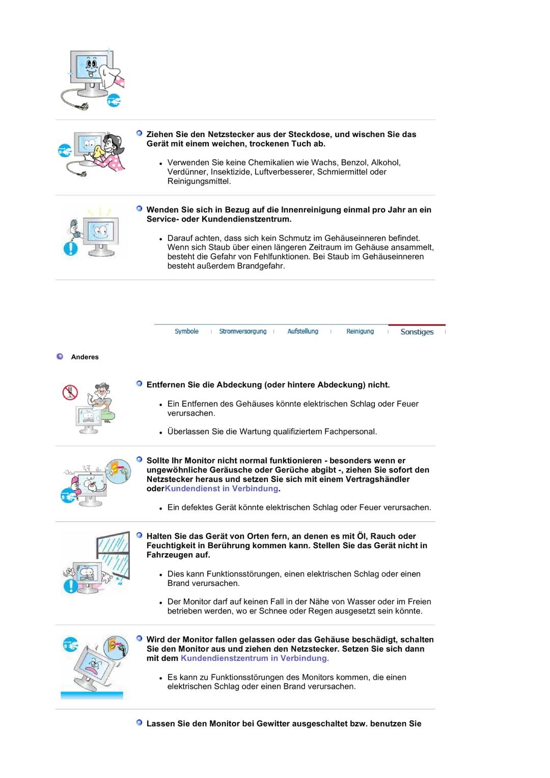 Samsung LS20BRDESQ/EDC, LS20BRDBSQ/EDC manual Entfernen Sie die Abdeckung oder hintere Abdeckung nicht 