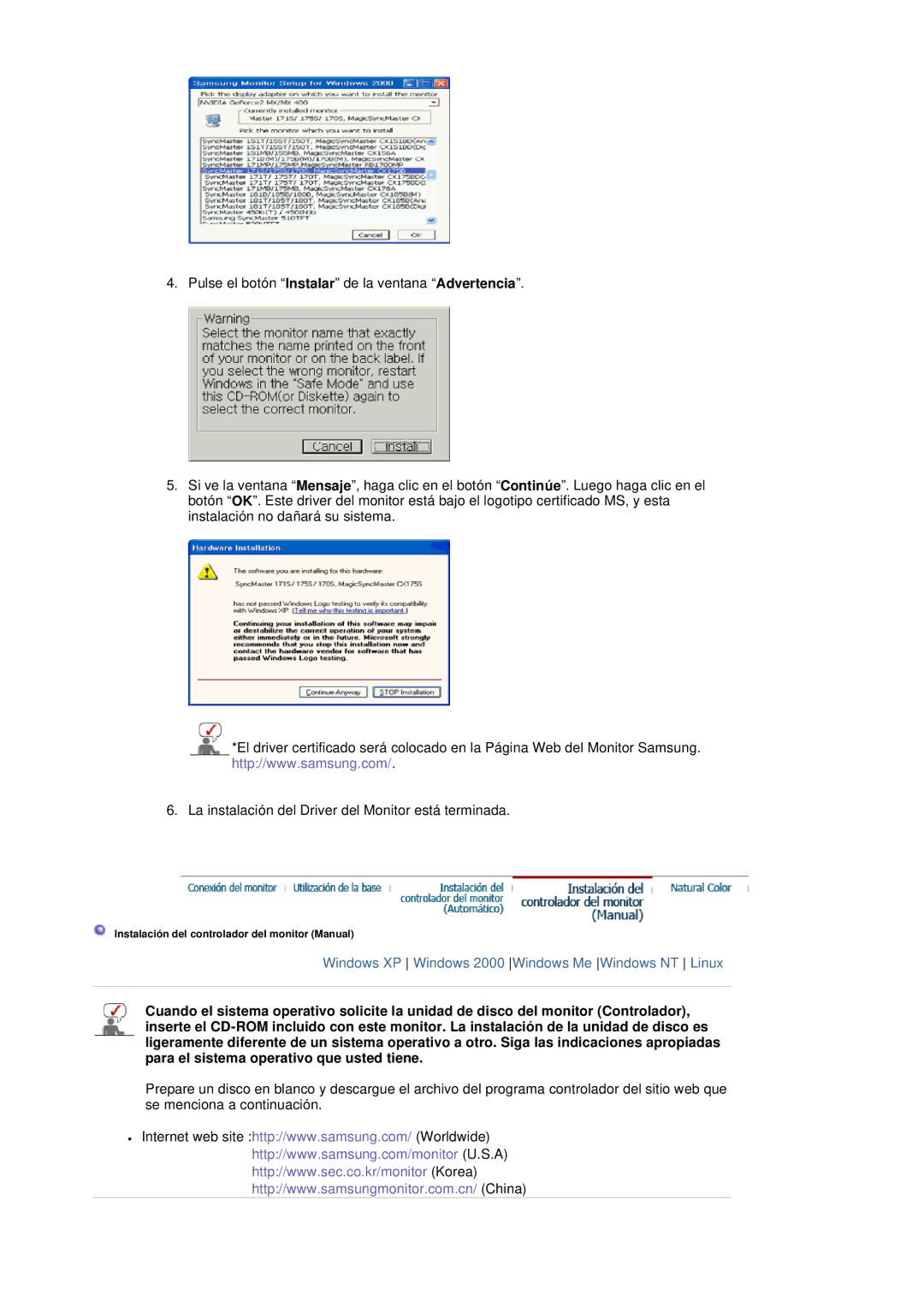 Samsung LS20BRDBSQ/EDC, LS20BRDESQ/EDC manual Windows XP Windows 2000 Windows Me Windows NT Linux 