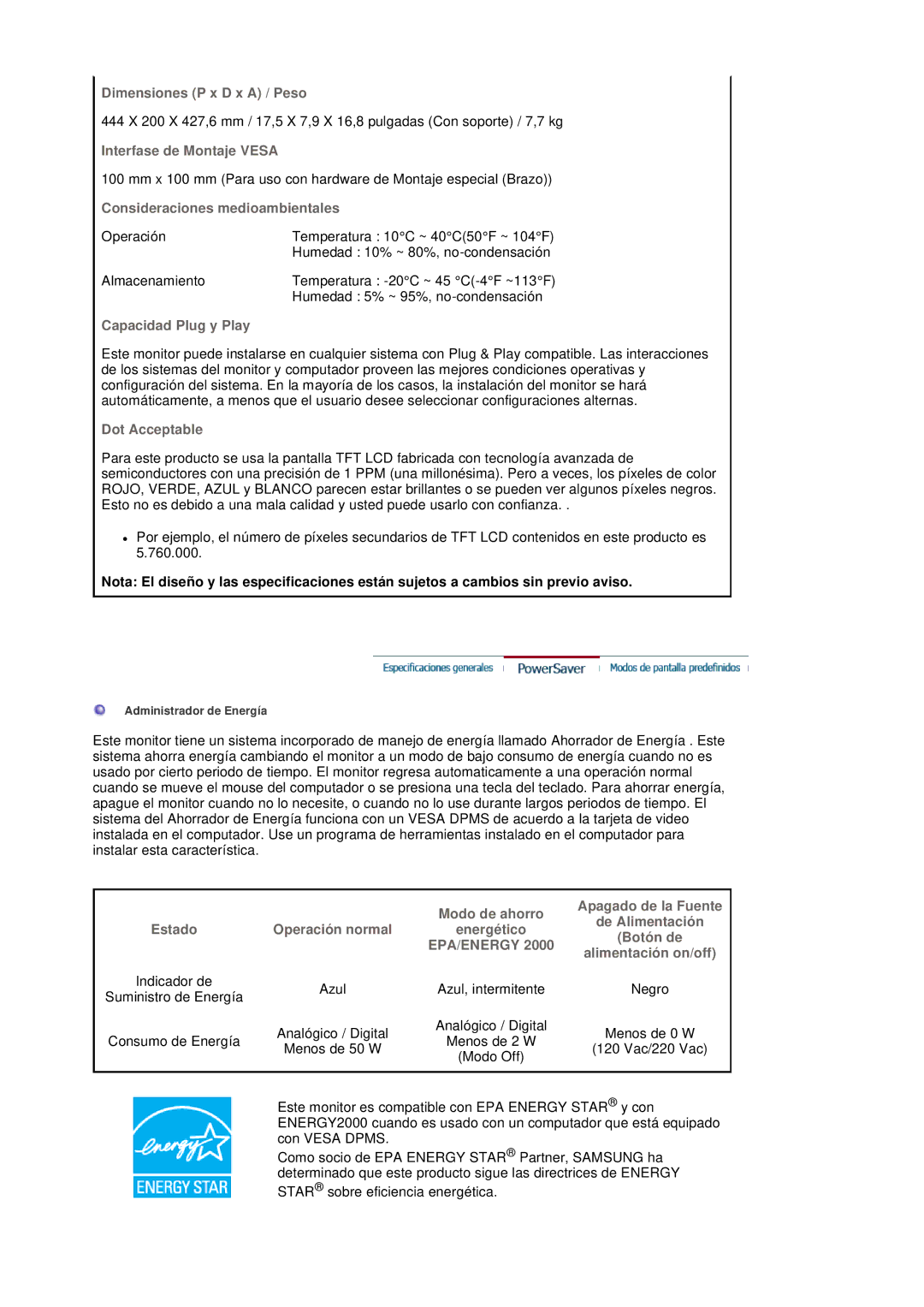 Samsung LS20BRDESQ/EDC, LS20BRDBSQ/EDC manual Epa/Energy 