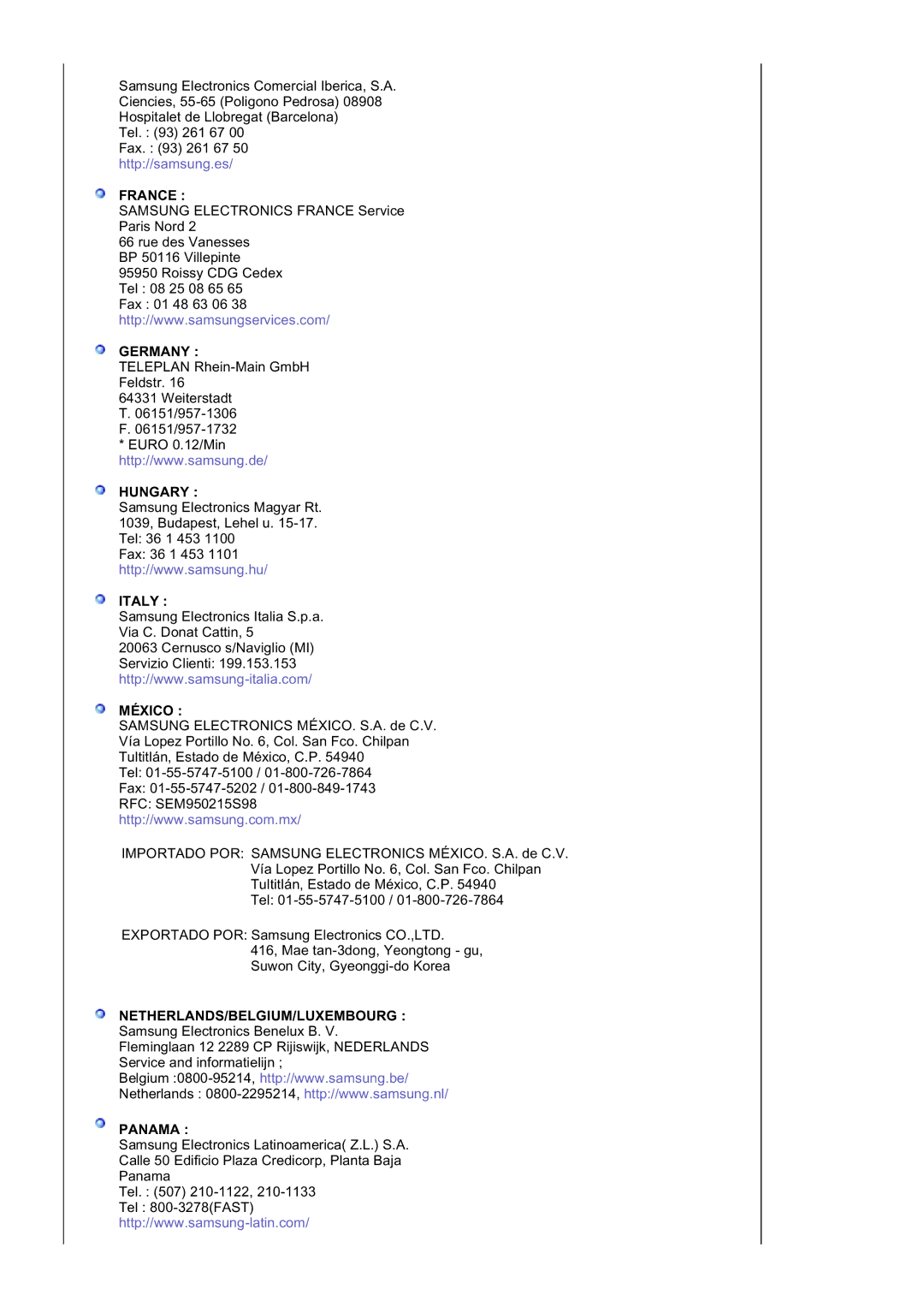 Samsung LS20BRDBSQ/EDC, LS20BRDESQ/EDC manual Germany 