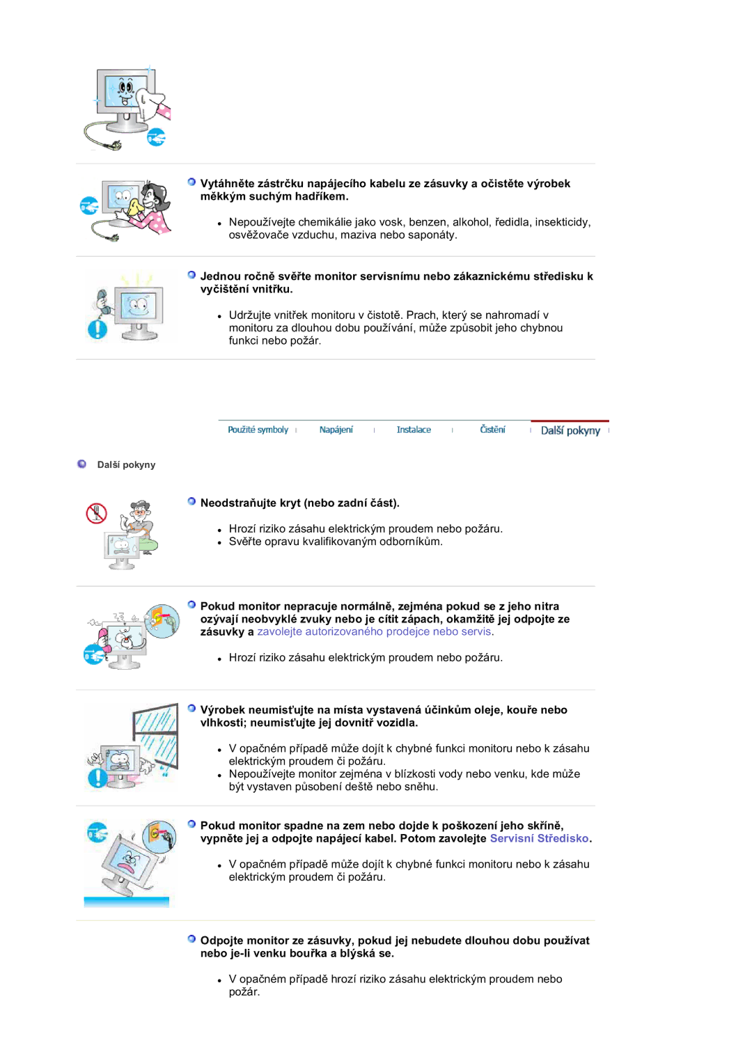 Samsung LS20BRDESQ/EDC, LS20BRDBSQ/EDC manual NeodstraĖujte kryt nebo zadní þást 