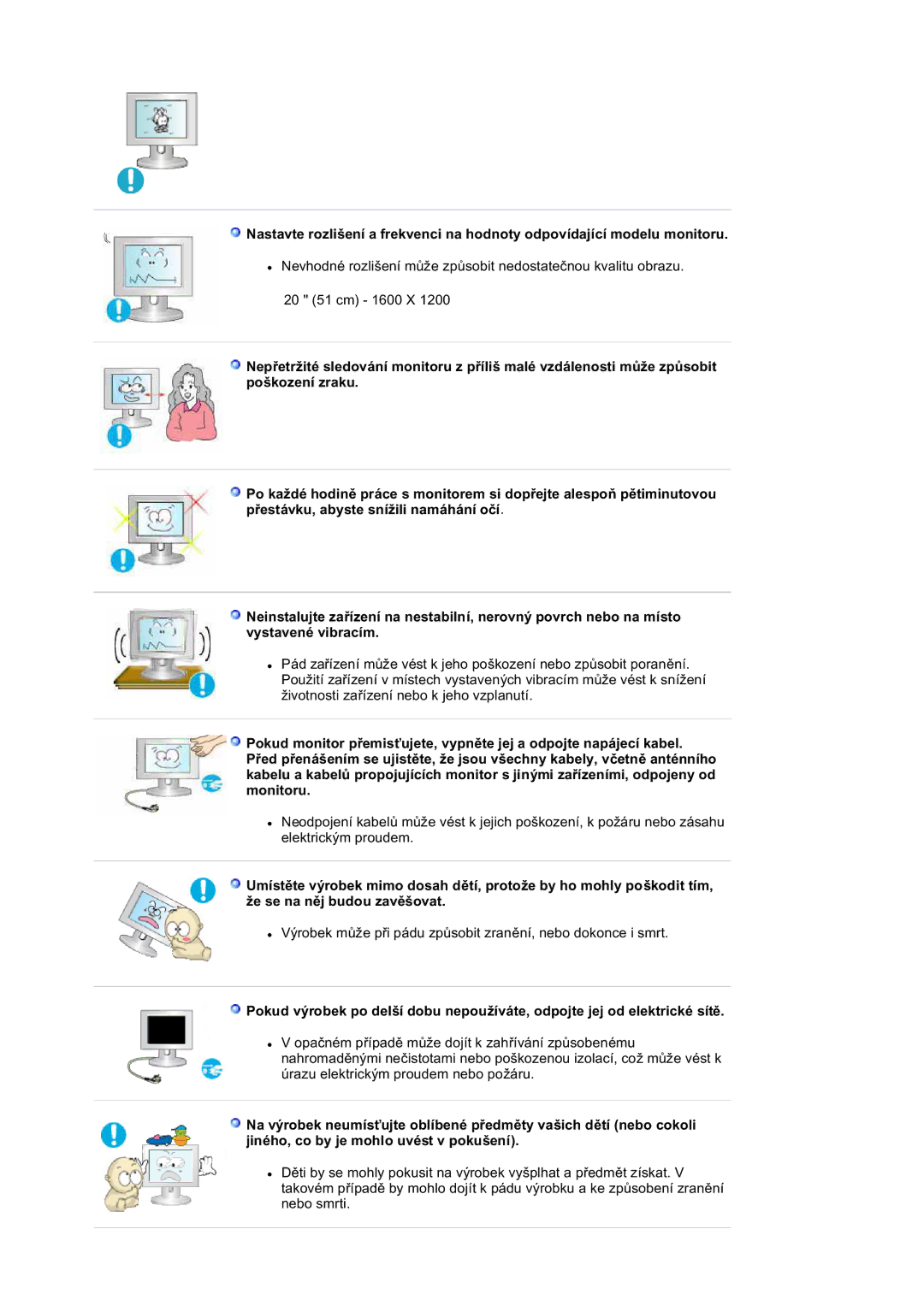 Samsung LS20BRDESQ/EDC, LS20BRDBSQ/EDC manual Výrobek mĤže pĜi pádu zpĤsobit zranČní, nebo dokonce i smrt 