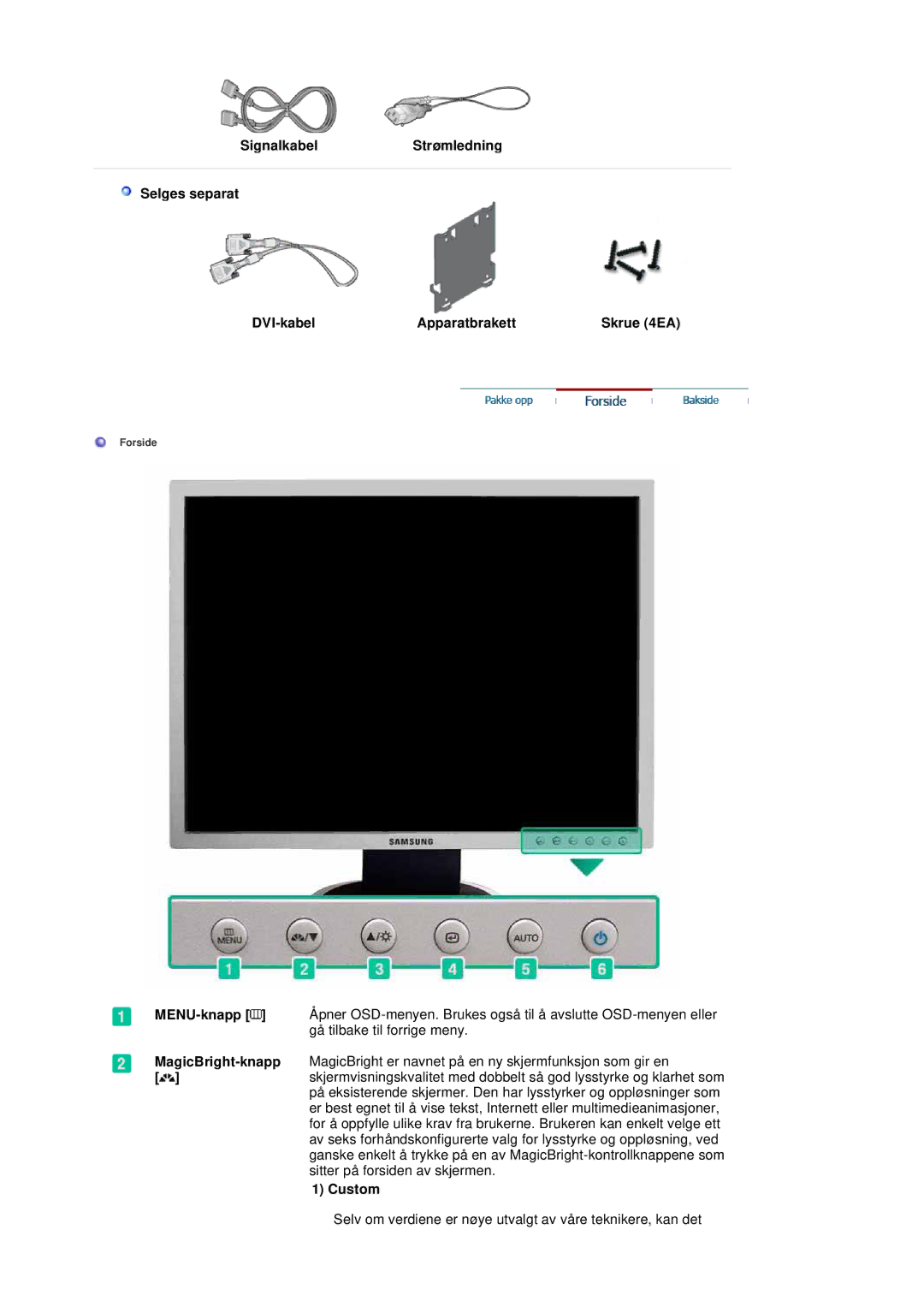 Samsung LS20BRDESQ/EDC, LS20BRDBSQ/EDC manual Custom 