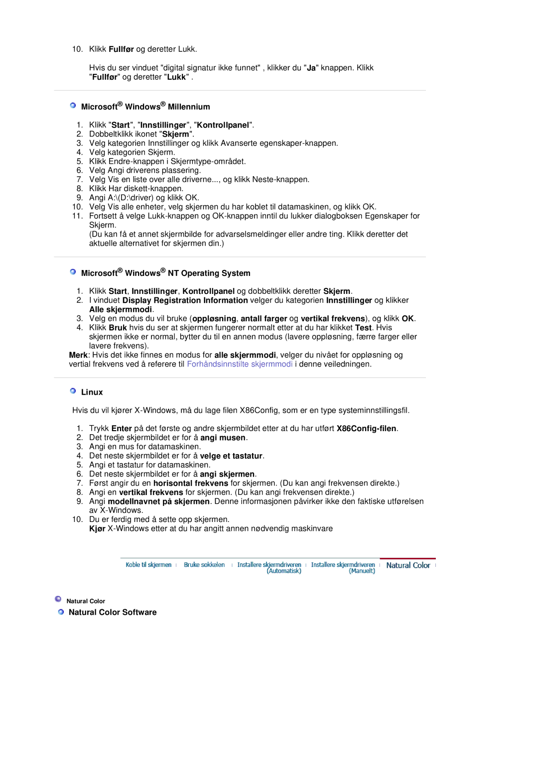 Samsung LS20BRDBSQ/EDC, LS20BRDESQ/EDC manual Linux, Natural Color Software 