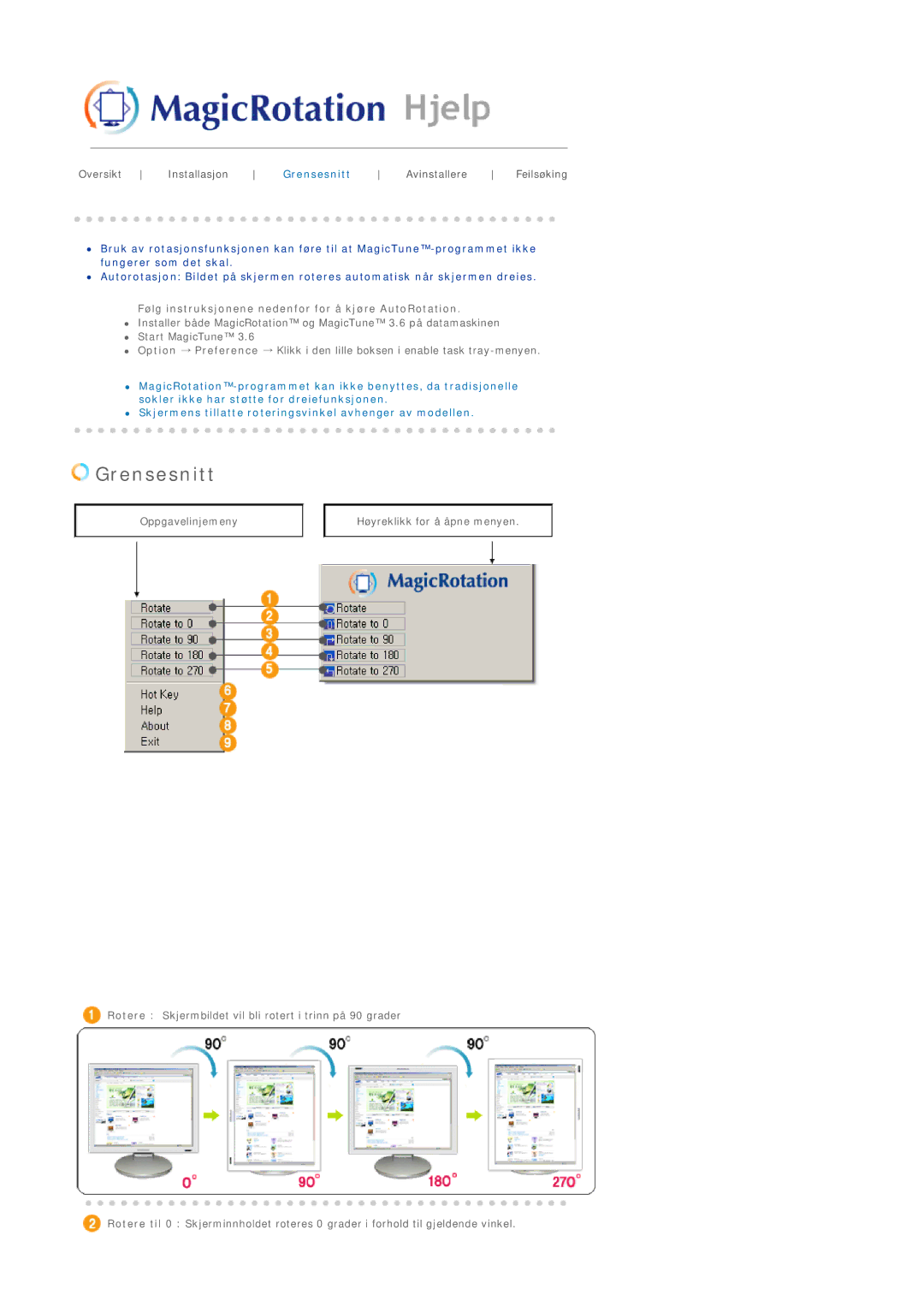 Samsung LS20BRDESQ/EDC, LS20BRDBSQ/EDC manual Grensesnitt 