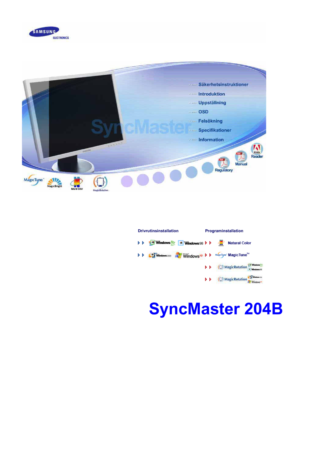 Samsung LS20BRDBSQ/EDC, LS20BRDESQ/EDC manual SyncMaster 204B 