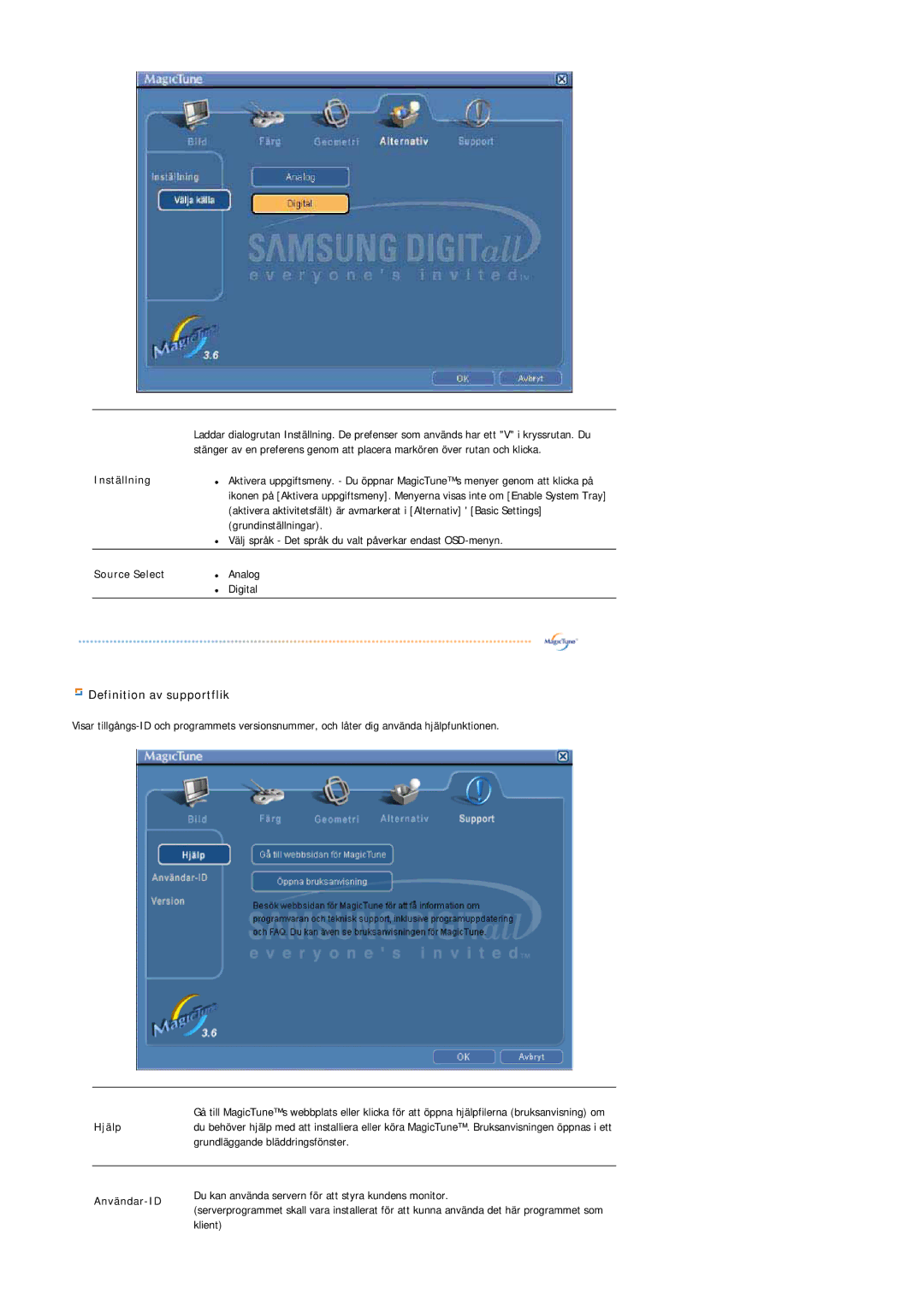 Samsung LS20BRDESQ/EDC, LS20BRDBSQ/EDC manual Definition av supportflik 