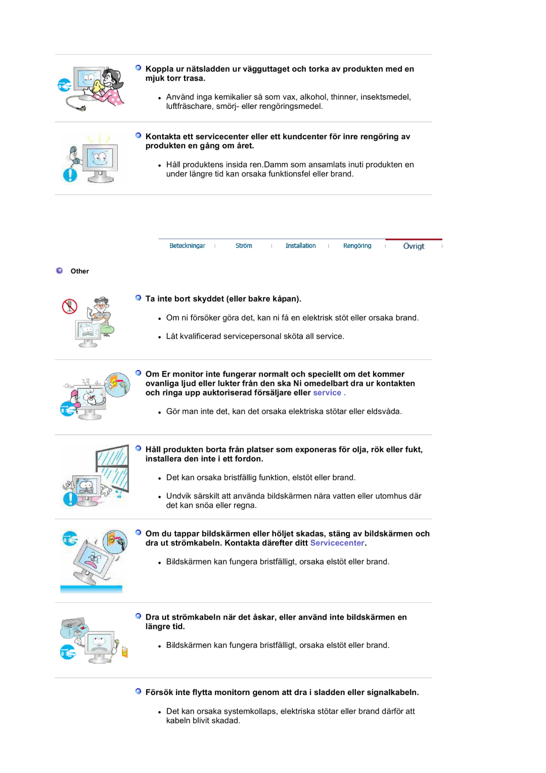 Samsung LS20BRDESQ/EDC, LS20BRDBSQ/EDC manual Ta inte bort skyddet eller bakre kåpan 