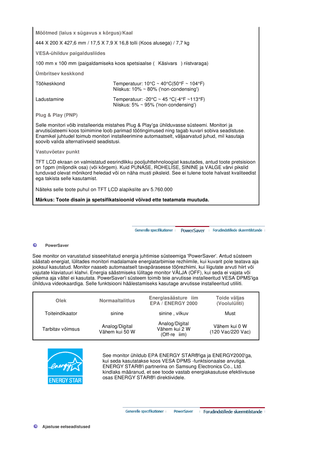 Samsung LS20BRDESQ/EDC, LS20BRDBSQ/EDC manual EPA / Energy 