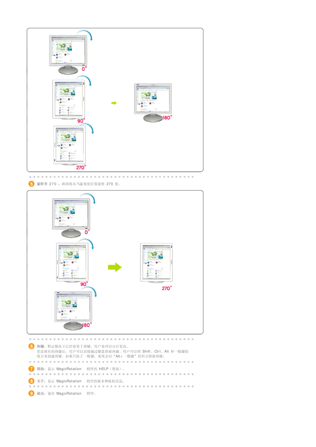 Samsung LS20BRDESQ/EDC, LS20BRDBSQ/EDC manual 270 Shift Ctrl Alt Alt+ MagicRotation HELP  