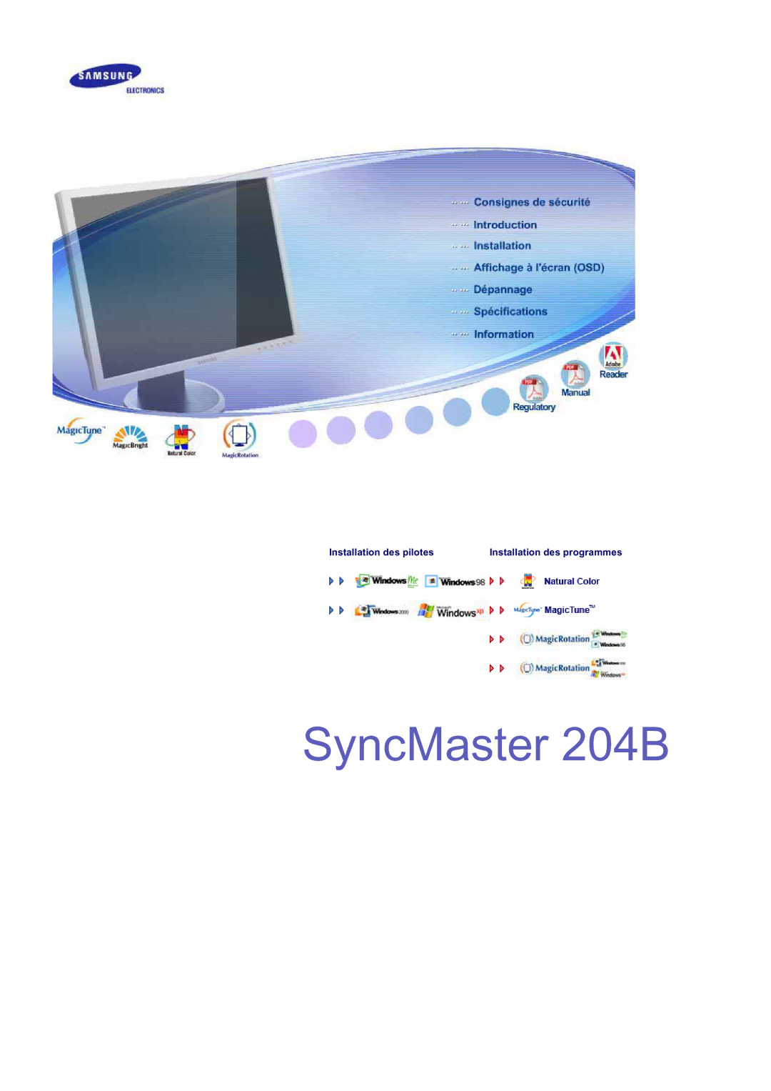 Samsung LS20BRDTS/EDC, LS20BRDESQ/EDC, LS20BRDBSQ/EDC manual SyncMaster 204B 