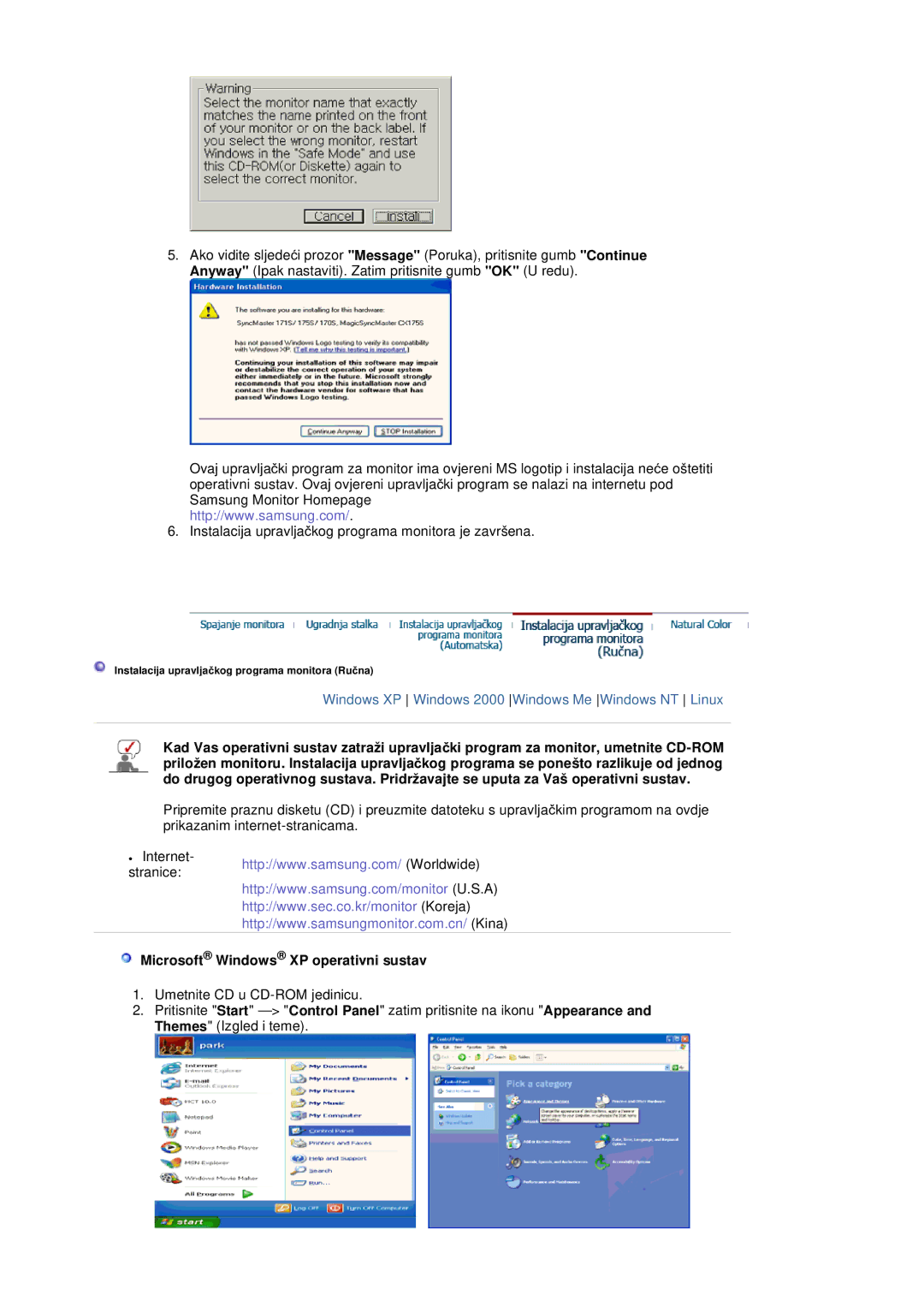 Samsung LS20BRDESQ/EDC, LS20BRDTS/EDC, LS20BRDBSQ/EDC manual Microsoft Windows XP operativni sustav 