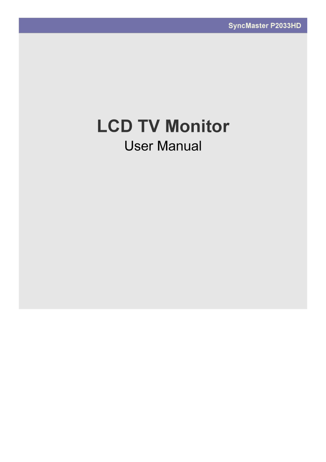 Samsung LS20CFVKF/XE manual LCD TV Monitor 