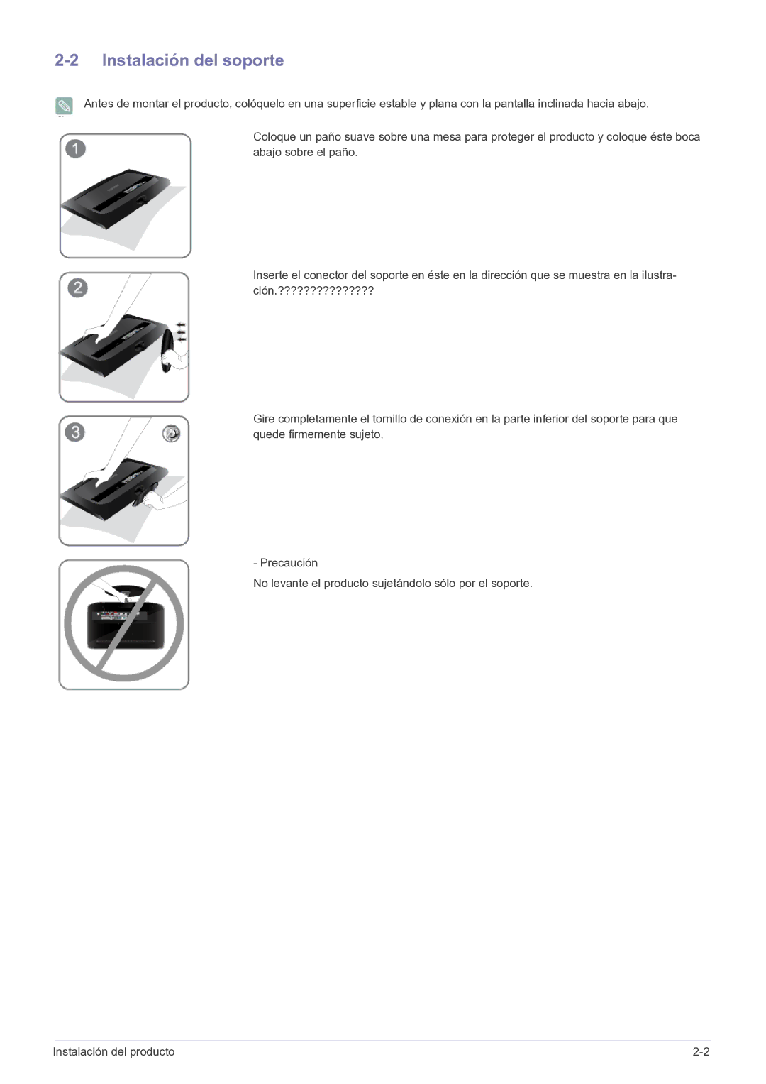 Samsung LS20CFVKFV/EN, LS20CFVKF/EN manual Instalación del soporte 