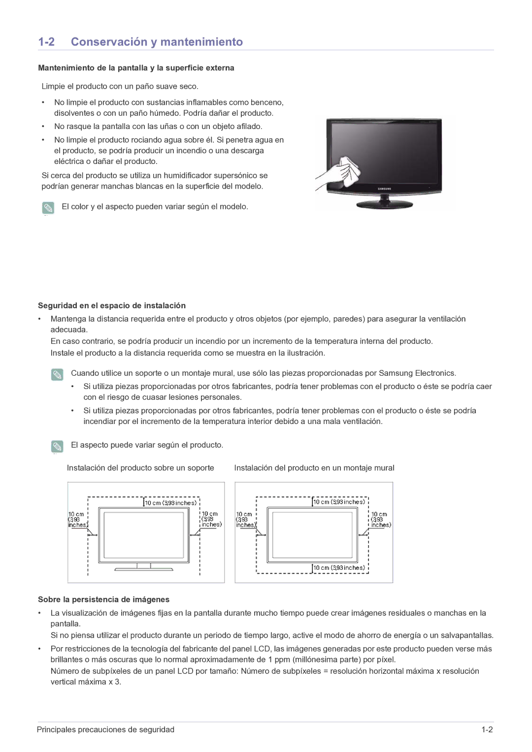 Samsung LS20CFVKFV/EN, LS20CFVKF/EN Conservación y mantenimiento, Mantenimiento de la pantalla y la superficie externa 