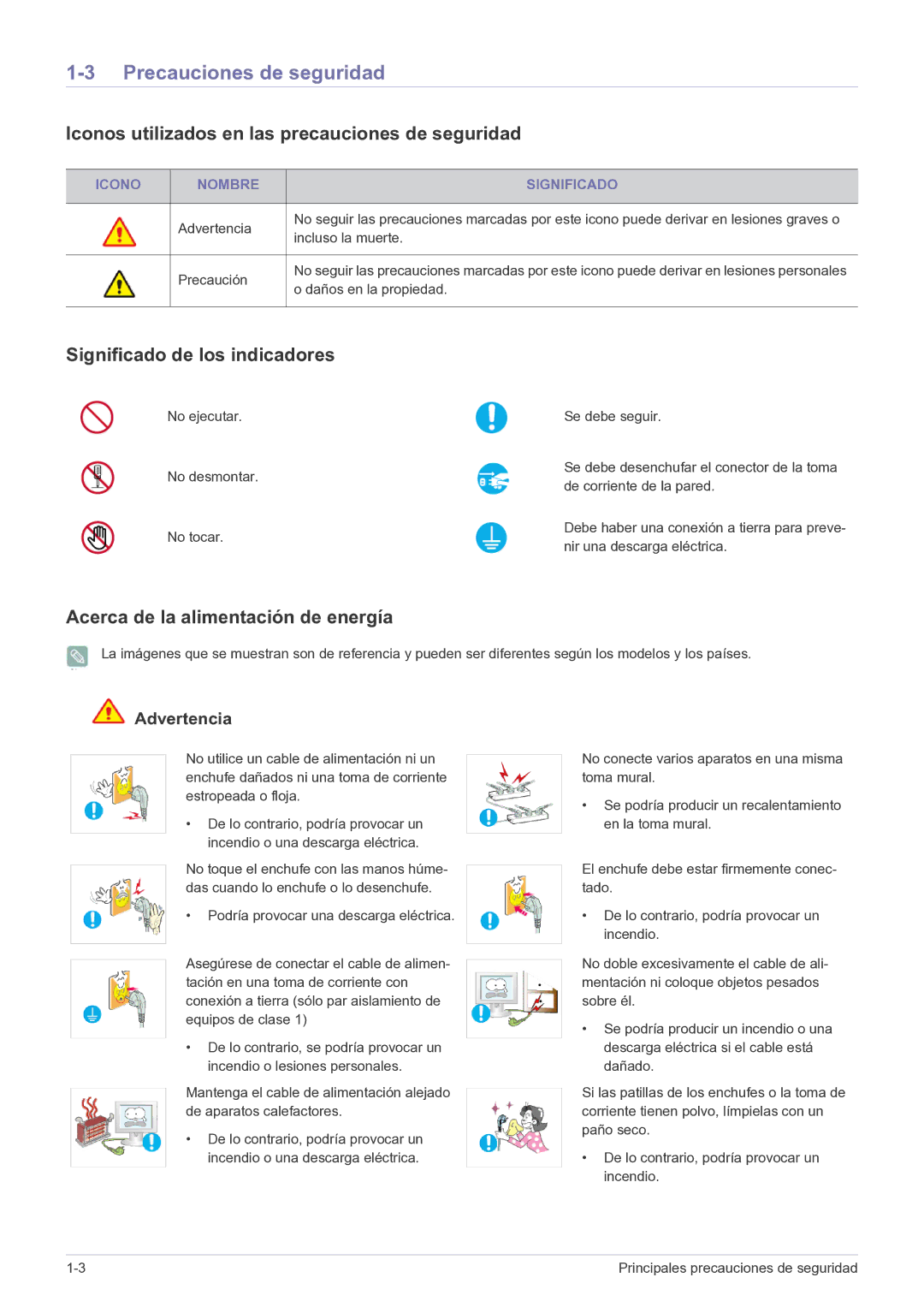 Samsung LS20CFVKF/EN, LS20CFVKFV/EN manual Precauciones de seguridad, Iconos utilizados en las precauciones de seguridad 