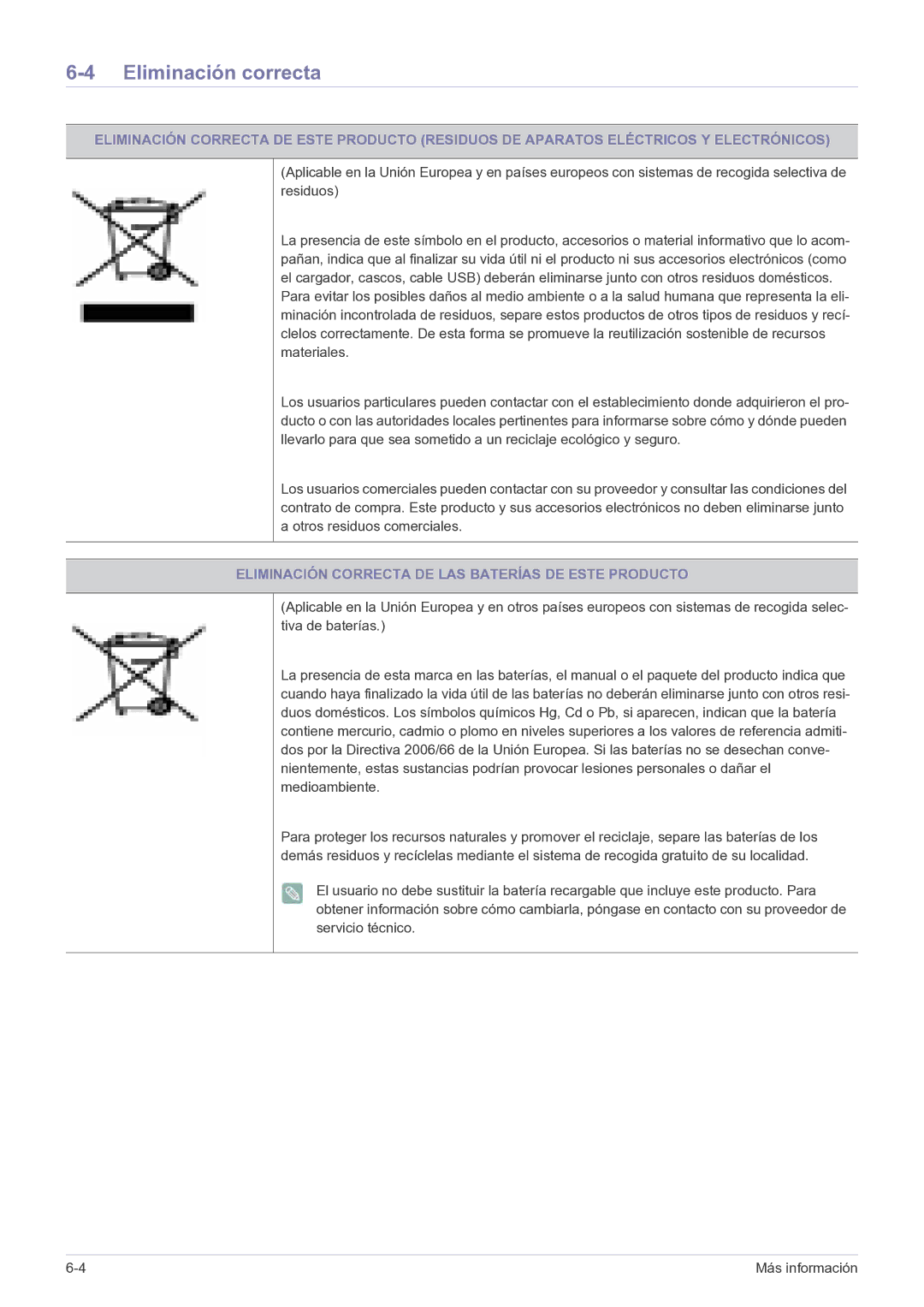 Samsung LS20CFVKF/EN, LS20CFVKFV/EN manual Eliminación correcta, Eliminación Correcta DE LAS Baterías DE Este Producto 