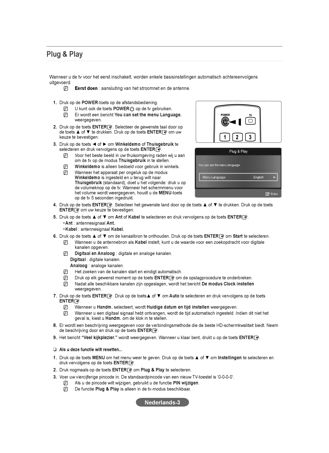 Samsung LS20CFVKF/EN, LS20CFVKF/XE manual Nederlands-3, Keuze te bevestigen, Als u deze functie wilt resetten 