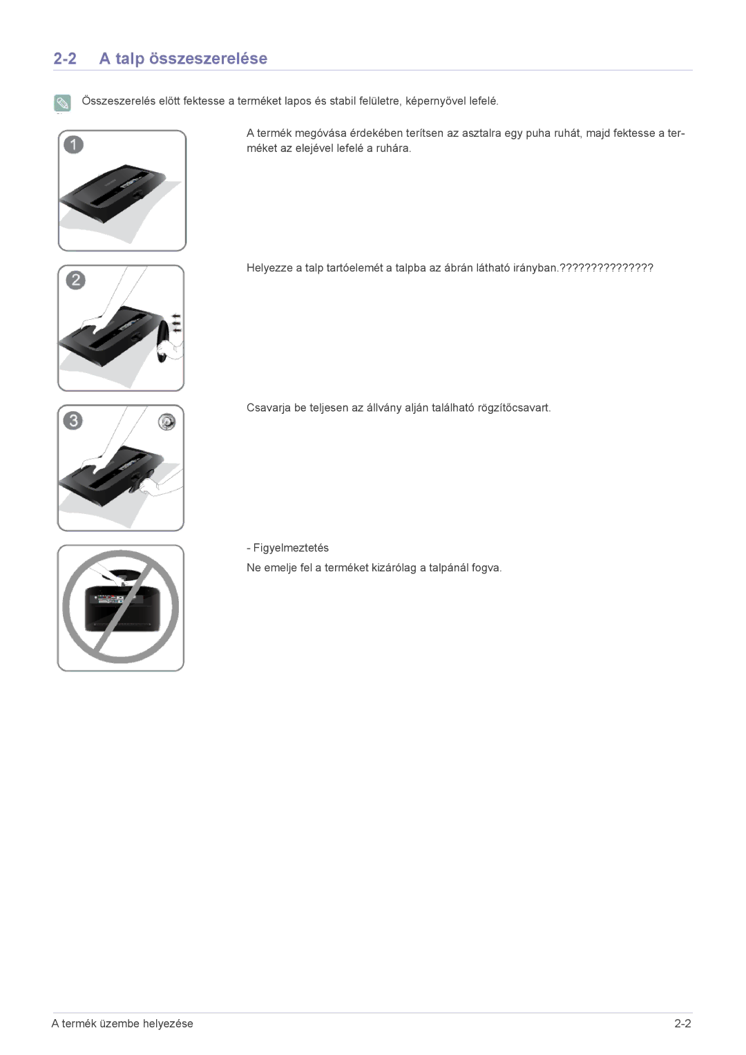 Samsung LS20CFVKF/XE, LS20CFVKF/EN manual Talp összeszerelése 