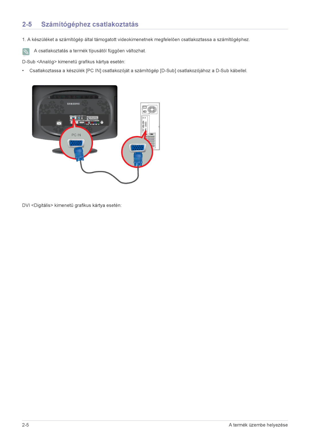 Samsung LS20CFVKF/EN, LS20CFVKF/XE manual Számítógéphez csatlakoztatás 