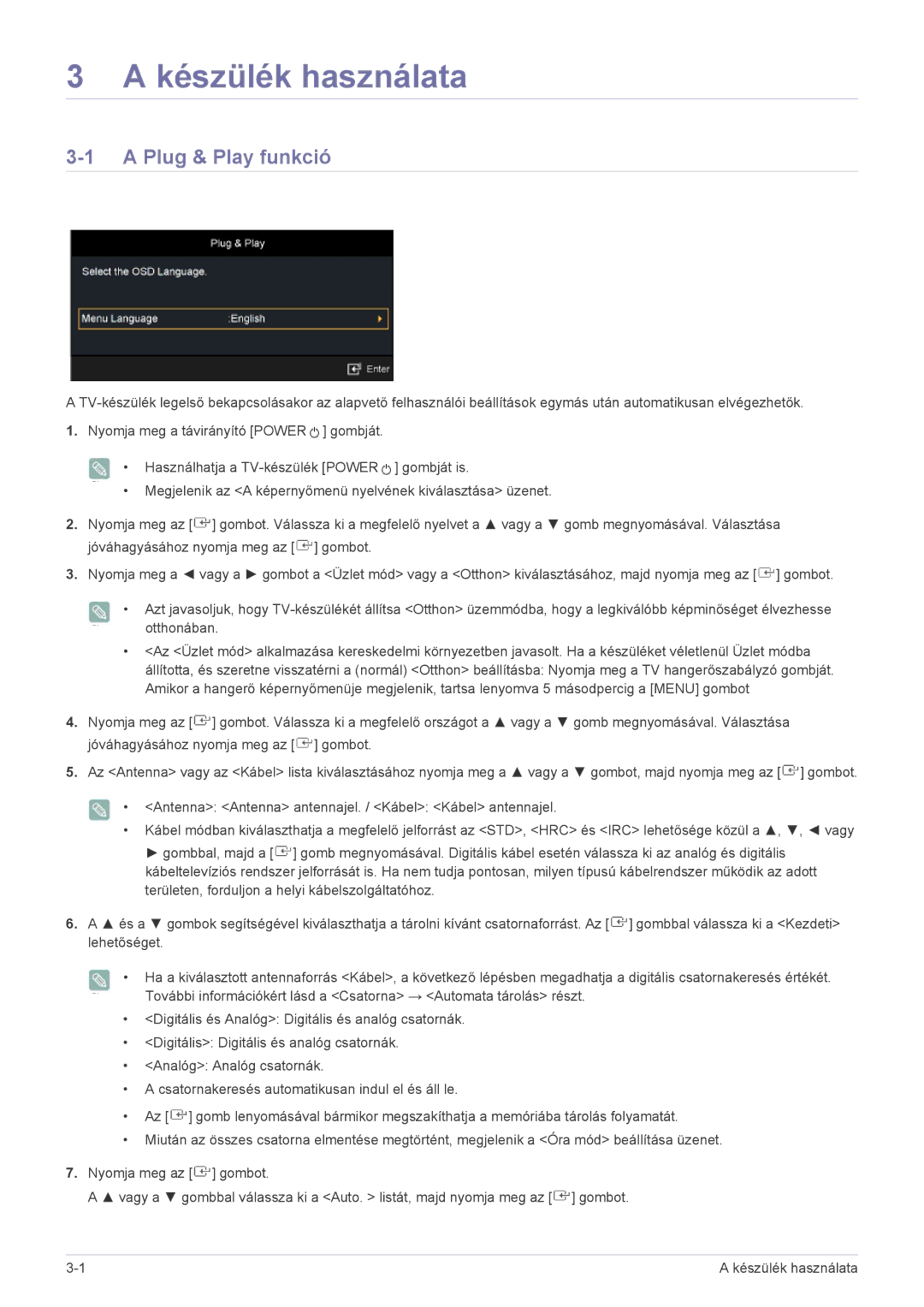 Samsung LS20CFVKF/EN, LS20CFVKF/XE manual Készülék használata, Plug & Play funkció 