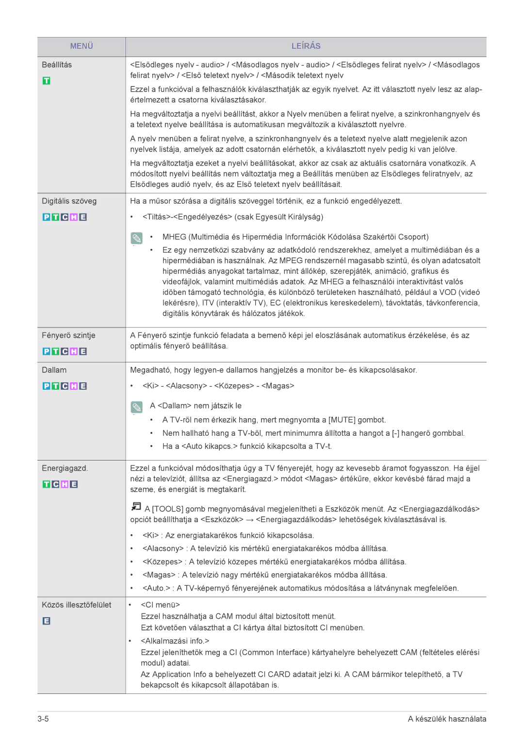 Samsung LS20CFVKF/EN, LS20CFVKF/XE manual Felirat nyelv / Első teletext nyelv / Második teletext nyelv 