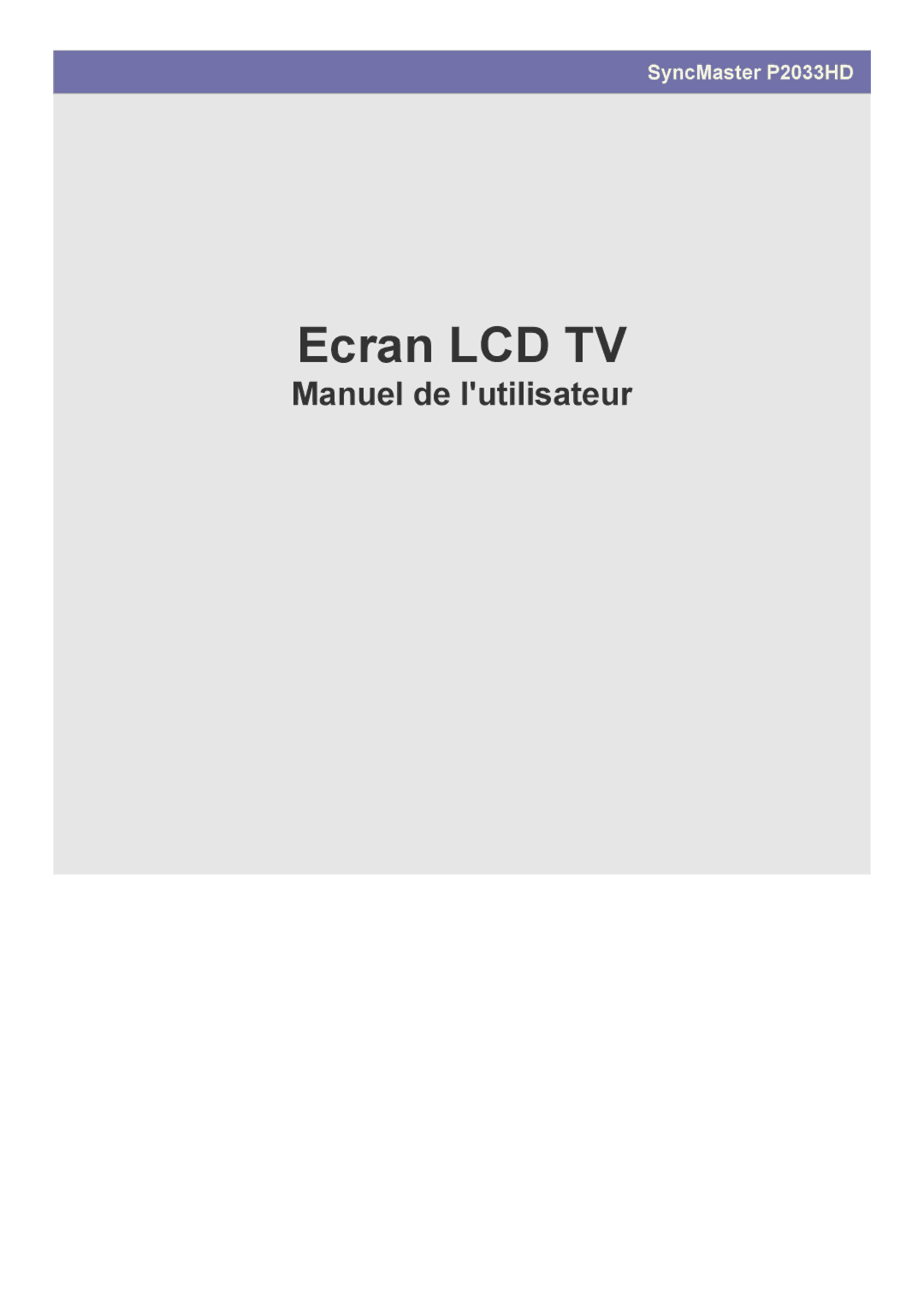 Samsung LS20CFVKF/EN manual Ecran LCD TV 