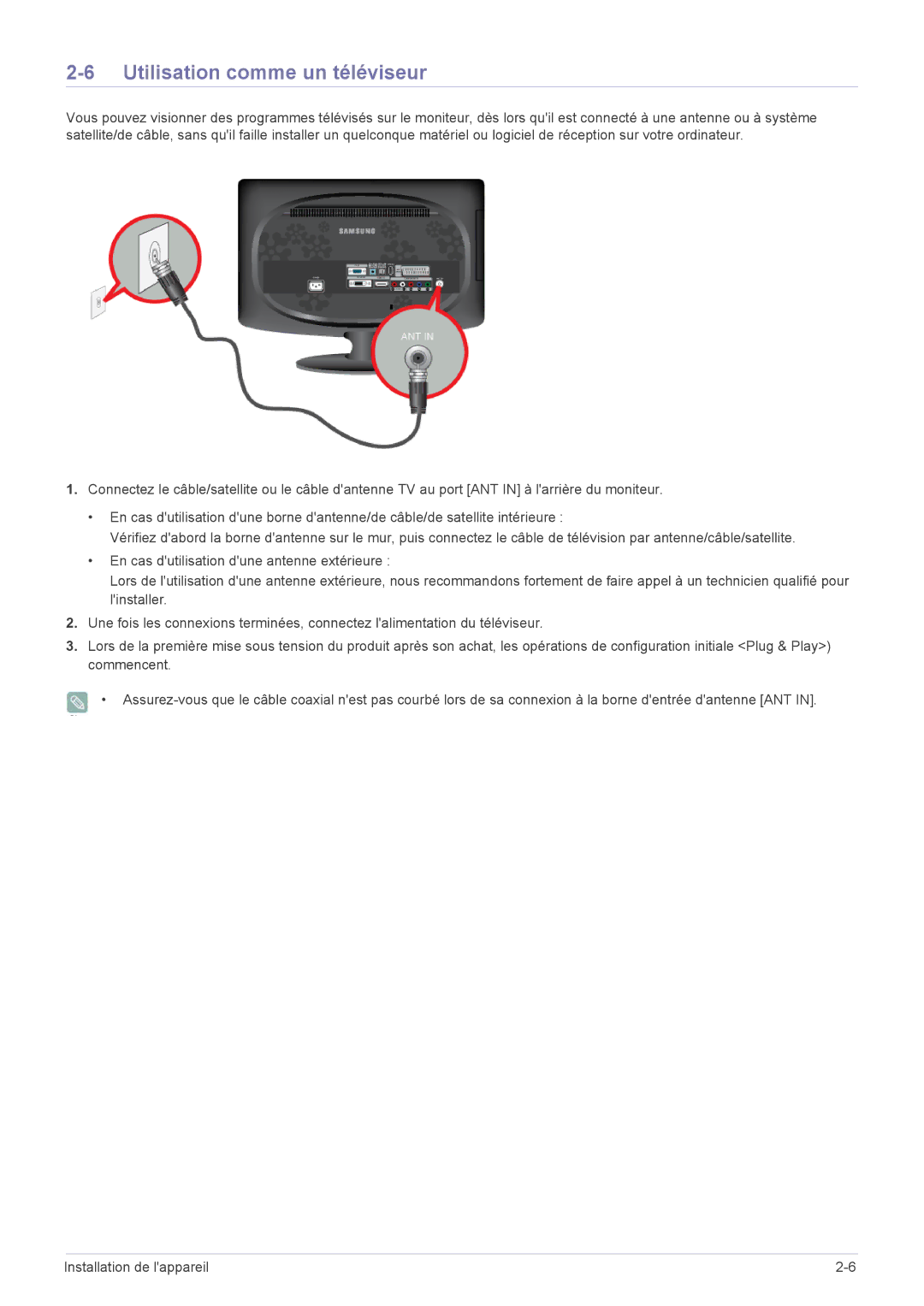 Samsung LS20CFVKF/EN manual Utilisation comme un téléviseur 