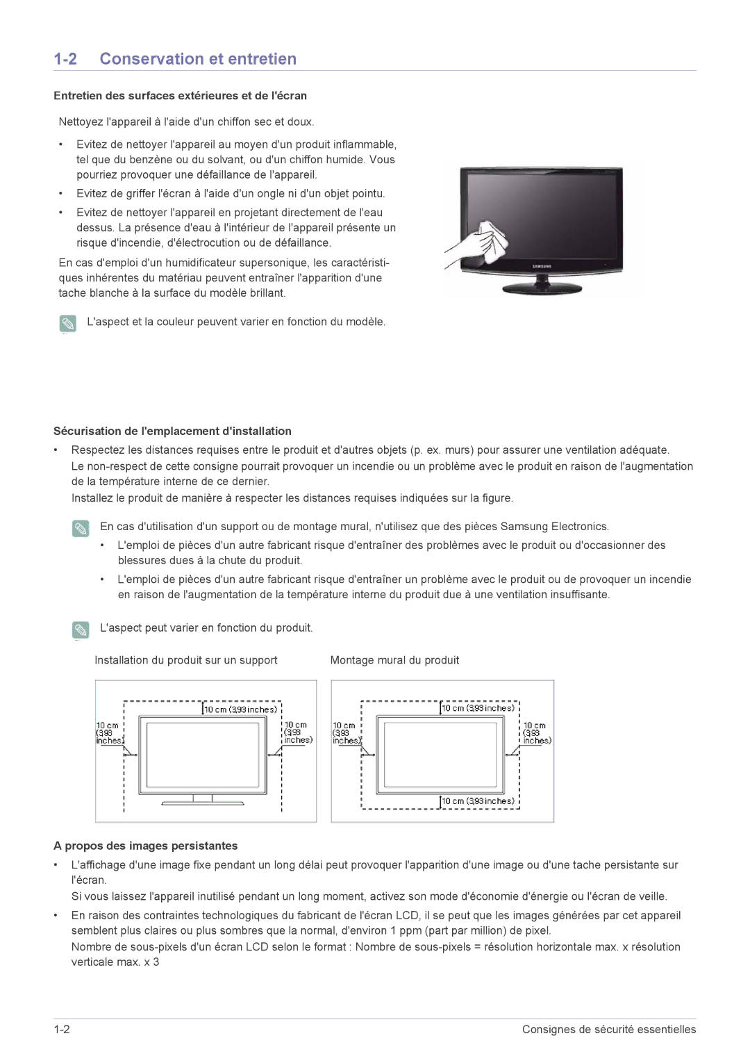 Samsung LS20CFVKF/EN manual Conservation et entretien, Entretien des surfaces extérieures et de lécran 