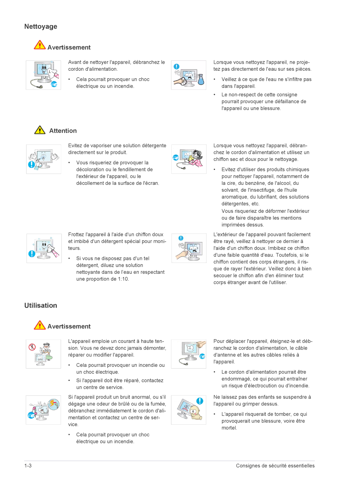 Samsung LS20CFVKF/EN manual Nettoyage, Utilisation 